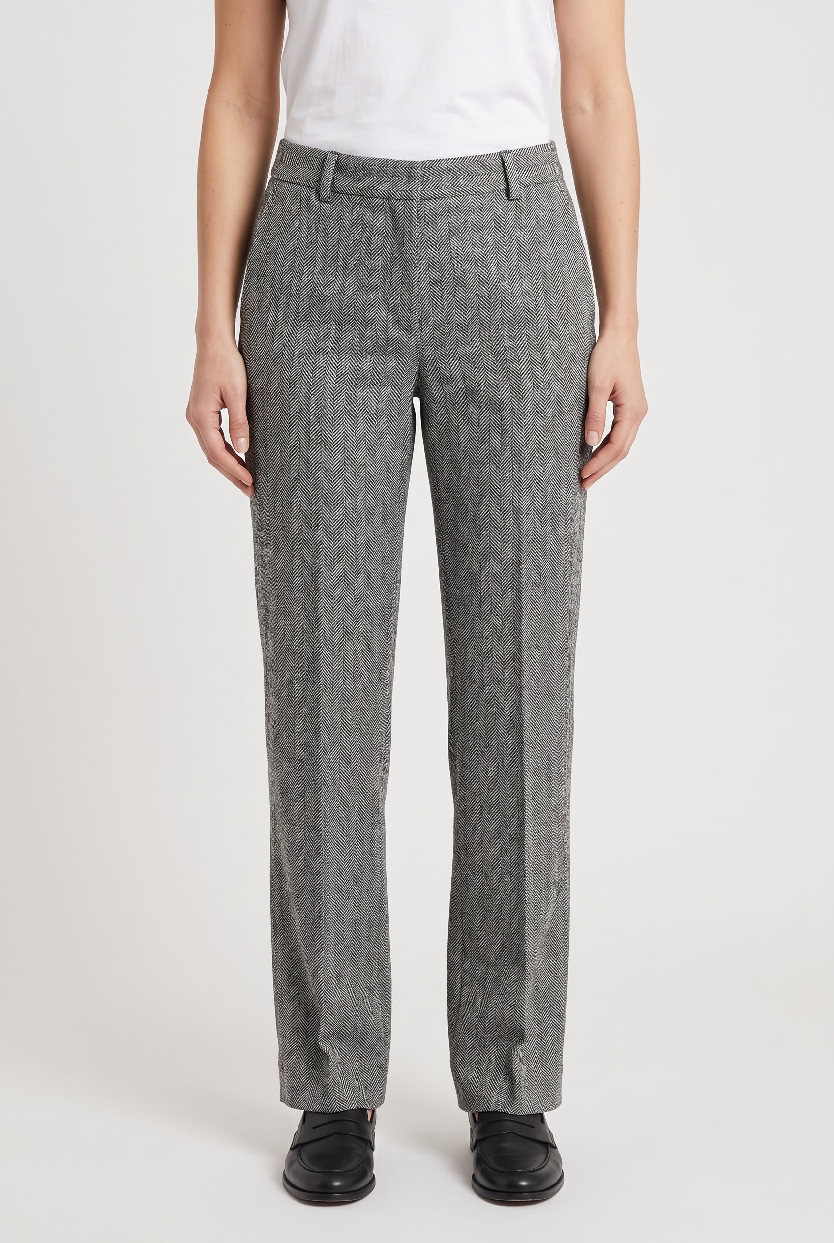 BRUNELLO CUCINELLI WOMEN'S BLACK WHITE LINEN TROUSERS