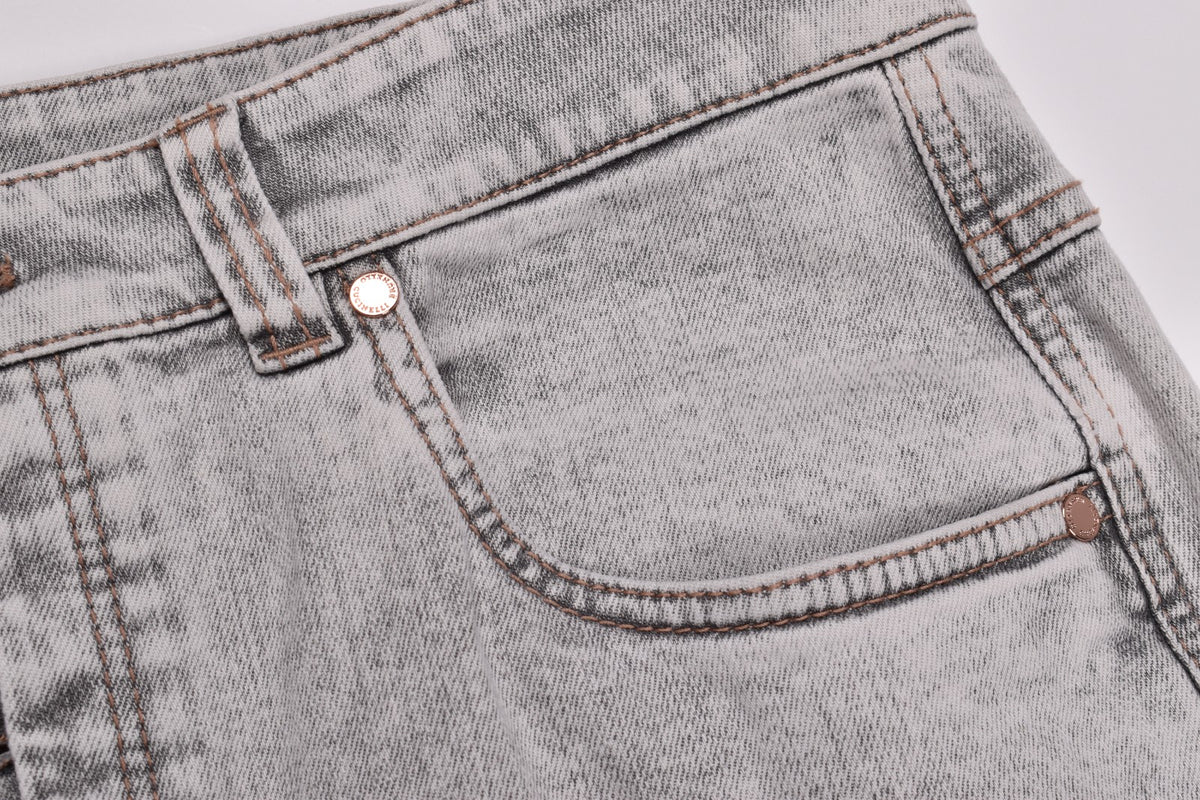 BRUNELLO CUCINELLI WOMEN'S LIGHT GREY DENIM TROUSERS