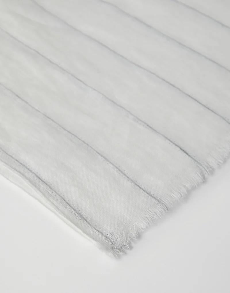 BRUNELLO CUCINELLI WOMEN'S WHITE LINEN STRIPED SCARF
