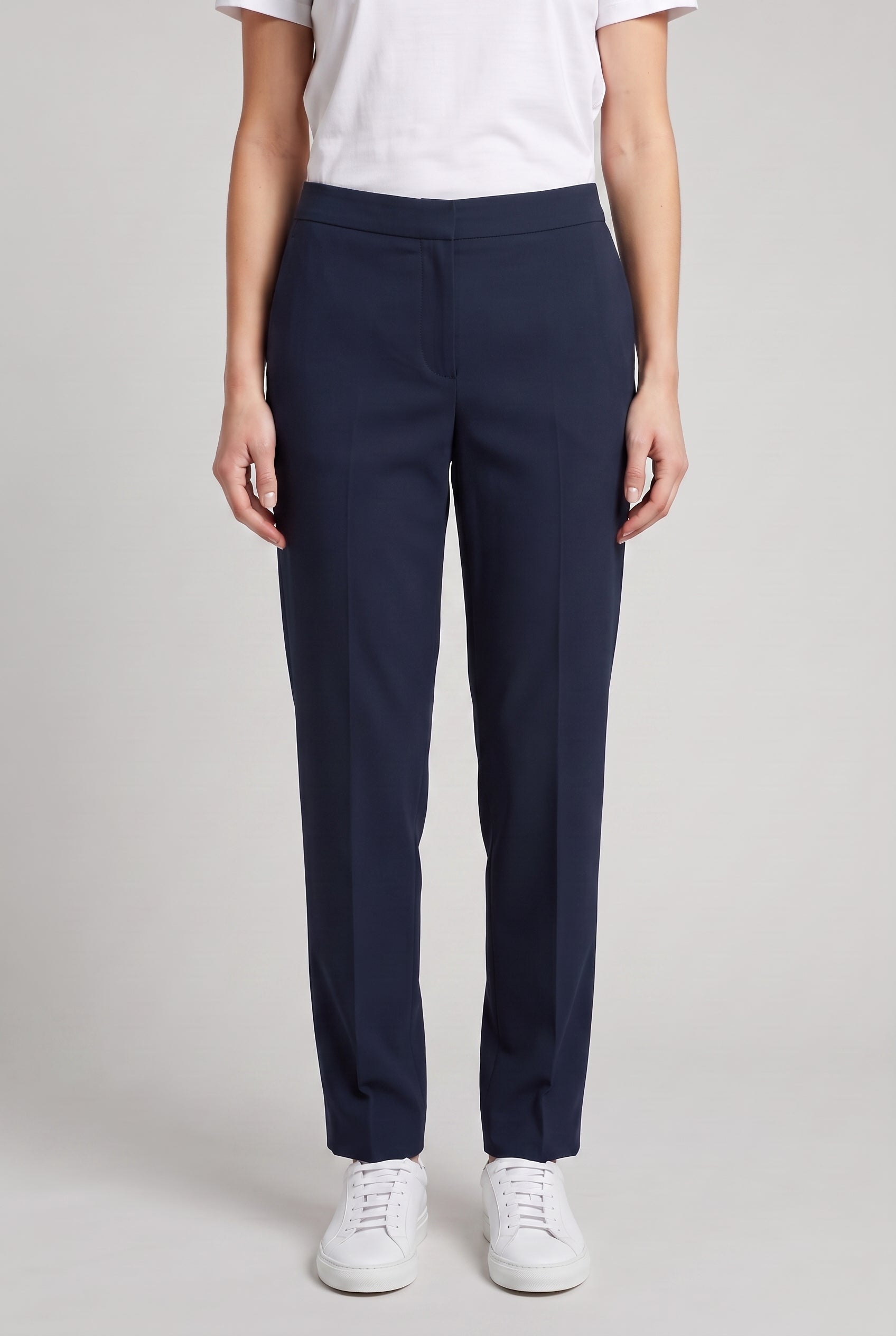 BRUNELLO CUCINELLI WOMEN'S DARK BLUE COTTON TROUSERS