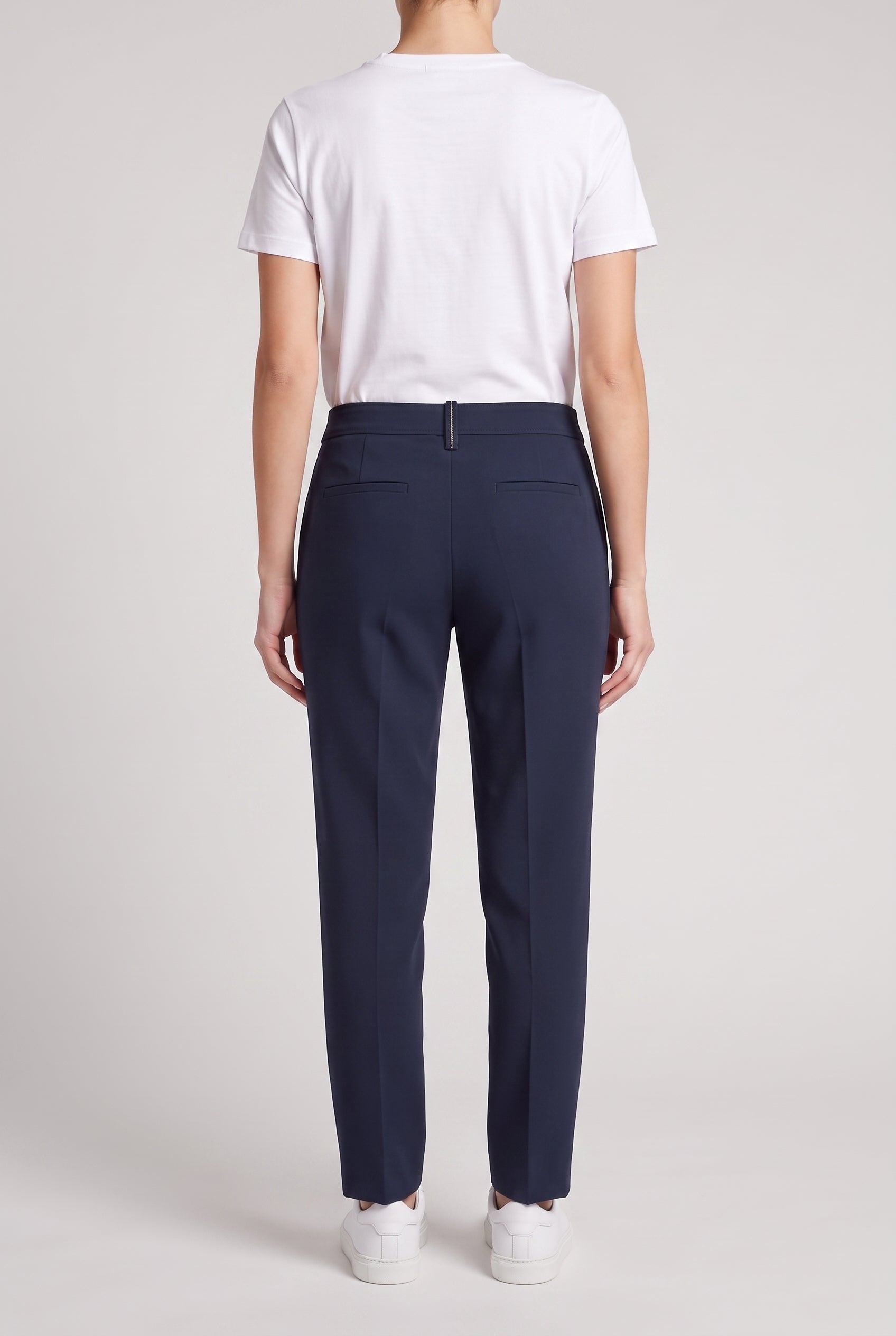 BRUNELLO CUCINELLI WOMEN'S DARK BLUE COTTON TROUSERS