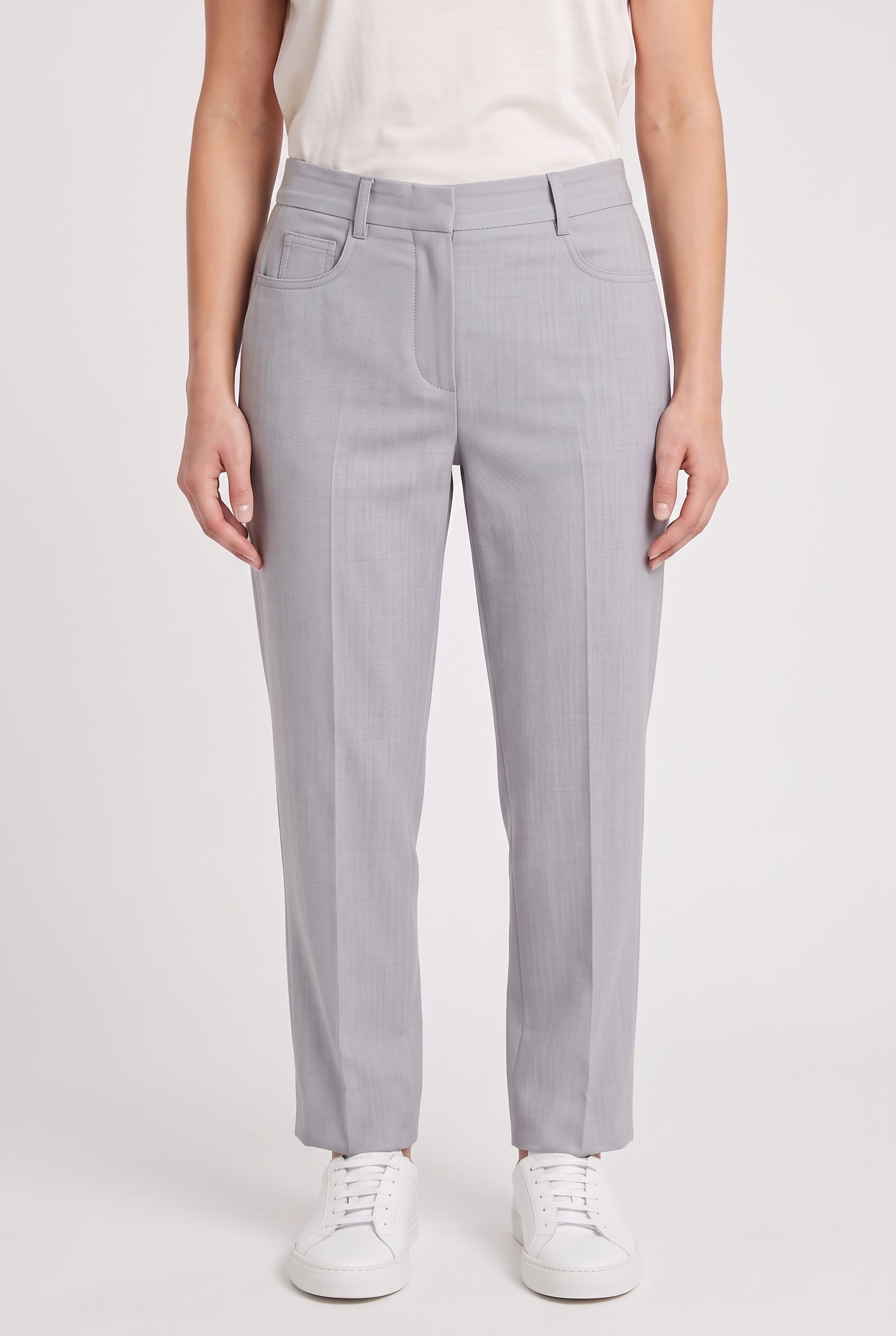 BRUNELLO CUCINELLI WOMEN'S LIGHT GREY LINEN BLEND TROUSERS NWT