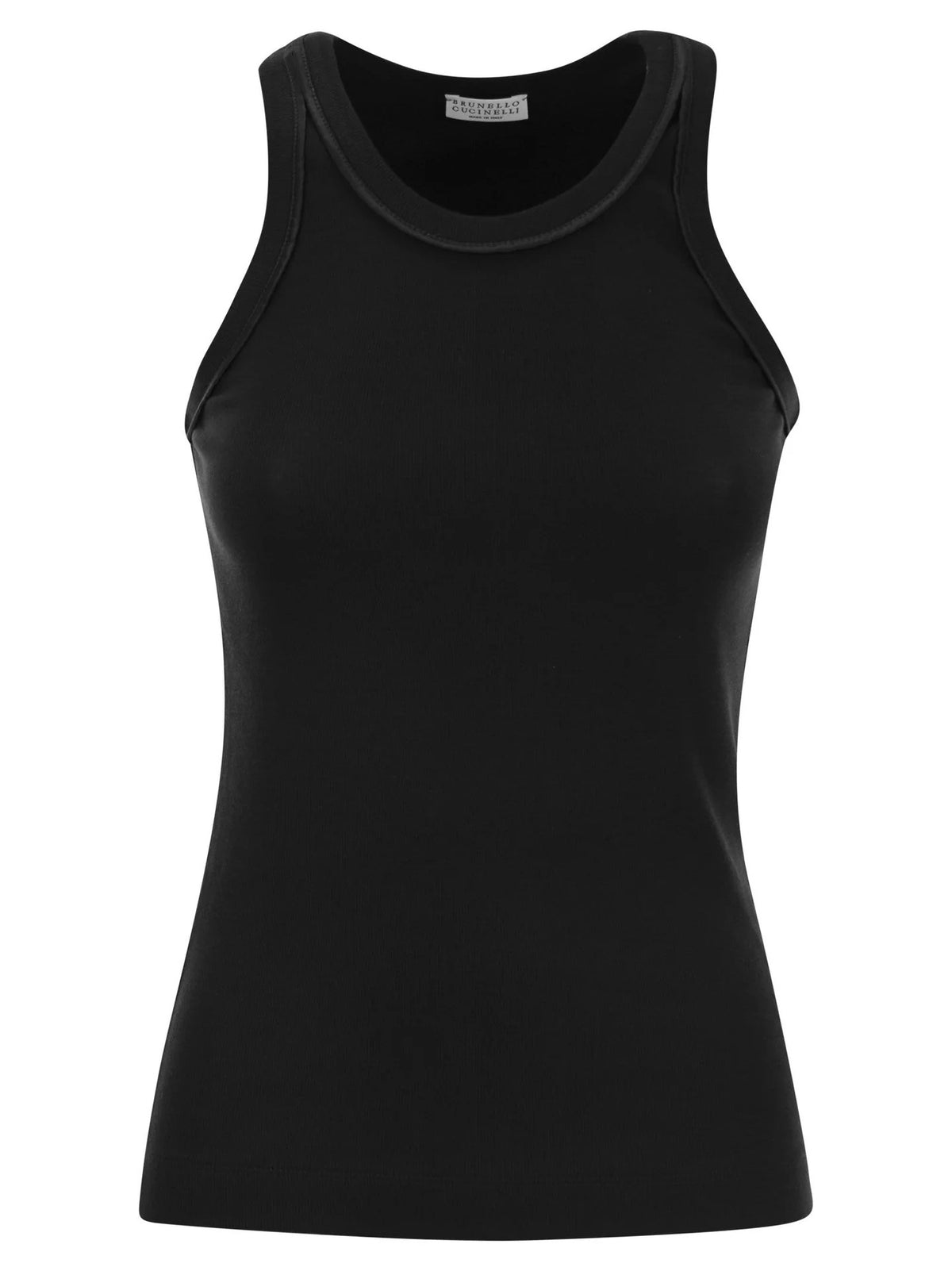 BRUNELLO CUCINELLI WOMEN'S BLACK FITTED TANK TOP