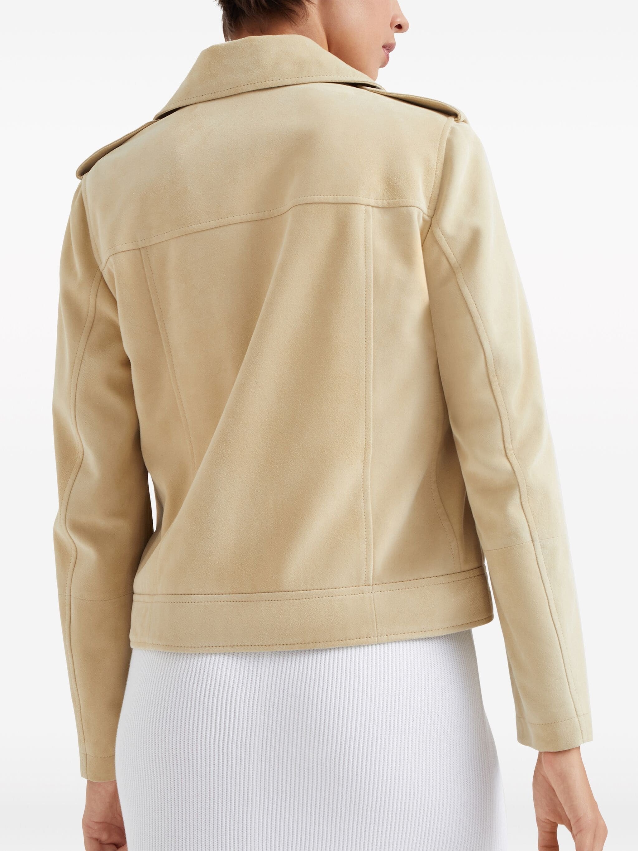 BRUNELLO CUCINELLI WOMEN'S YELLOW SUEDE BIKER JACKET