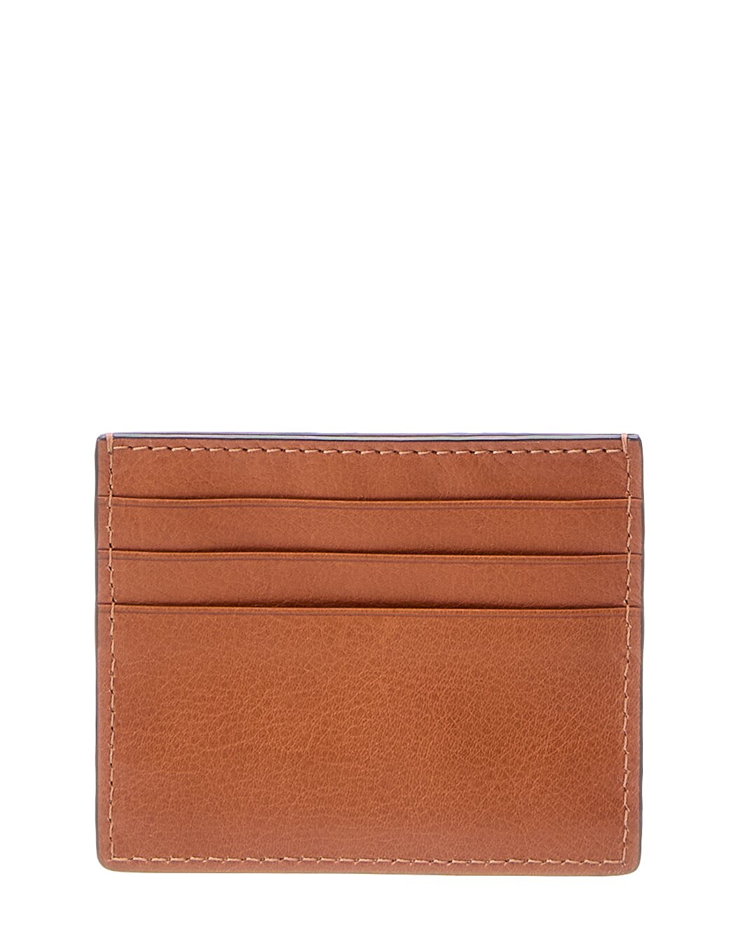 BRUNELLO CUCINELLI MEN'S TOBACCO LEATHER CARDHOLDER