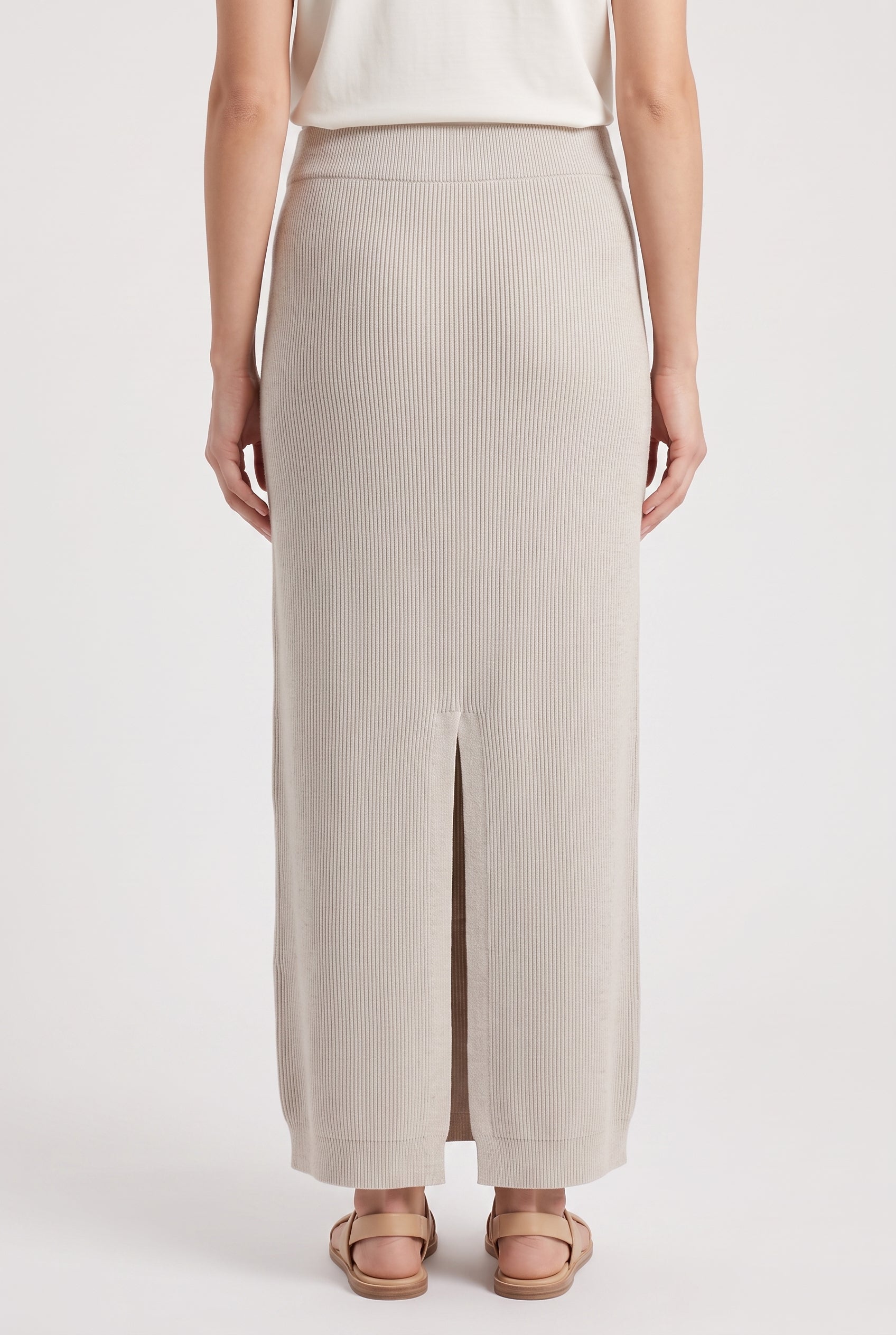 BRUNELLO CUCINELLI WOMEN'S BEIGE COTTON KNIT SKIRT