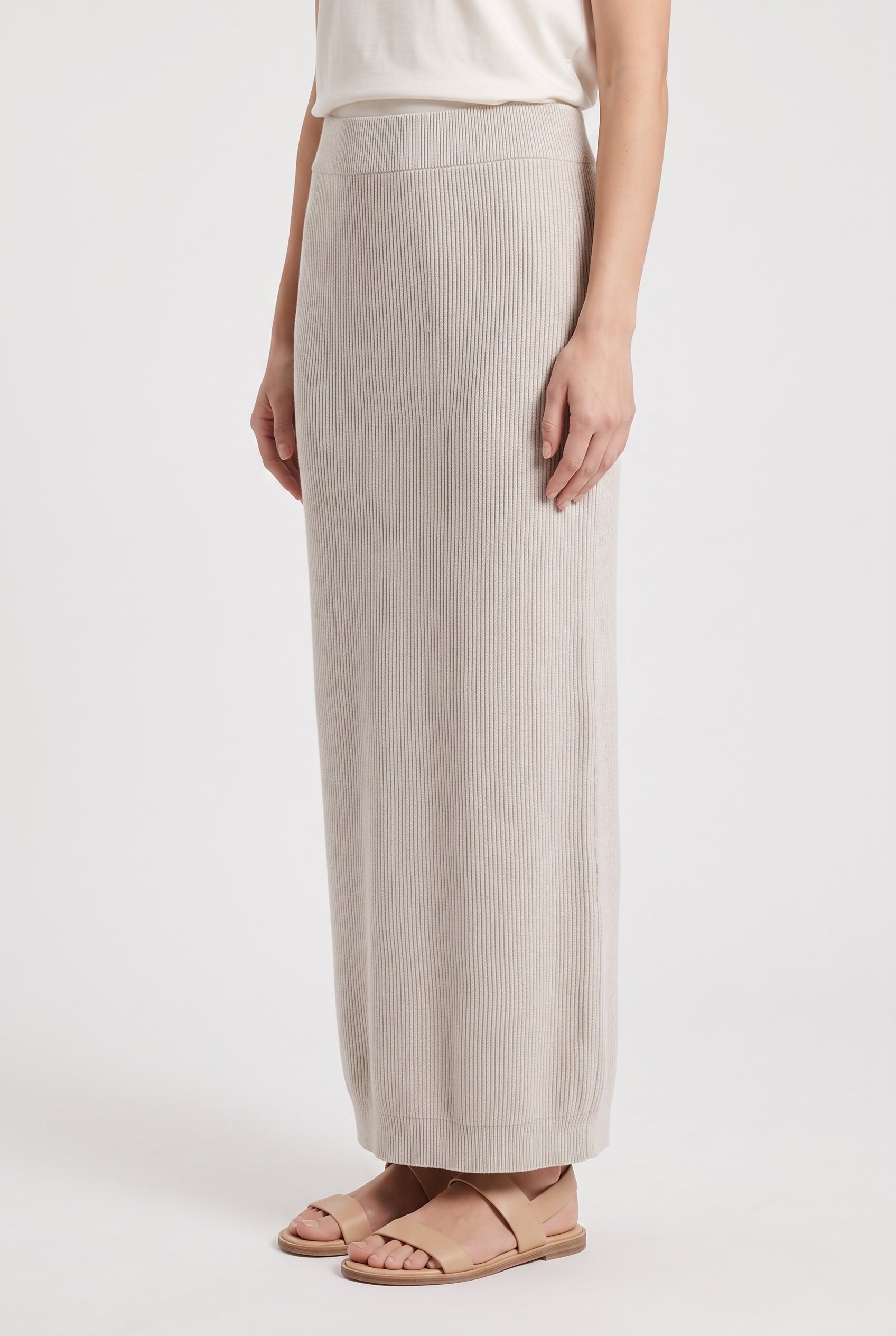 BRUNELLO CUCINELLI WOMEN'S BEIGE COTTON KNIT SKIRT