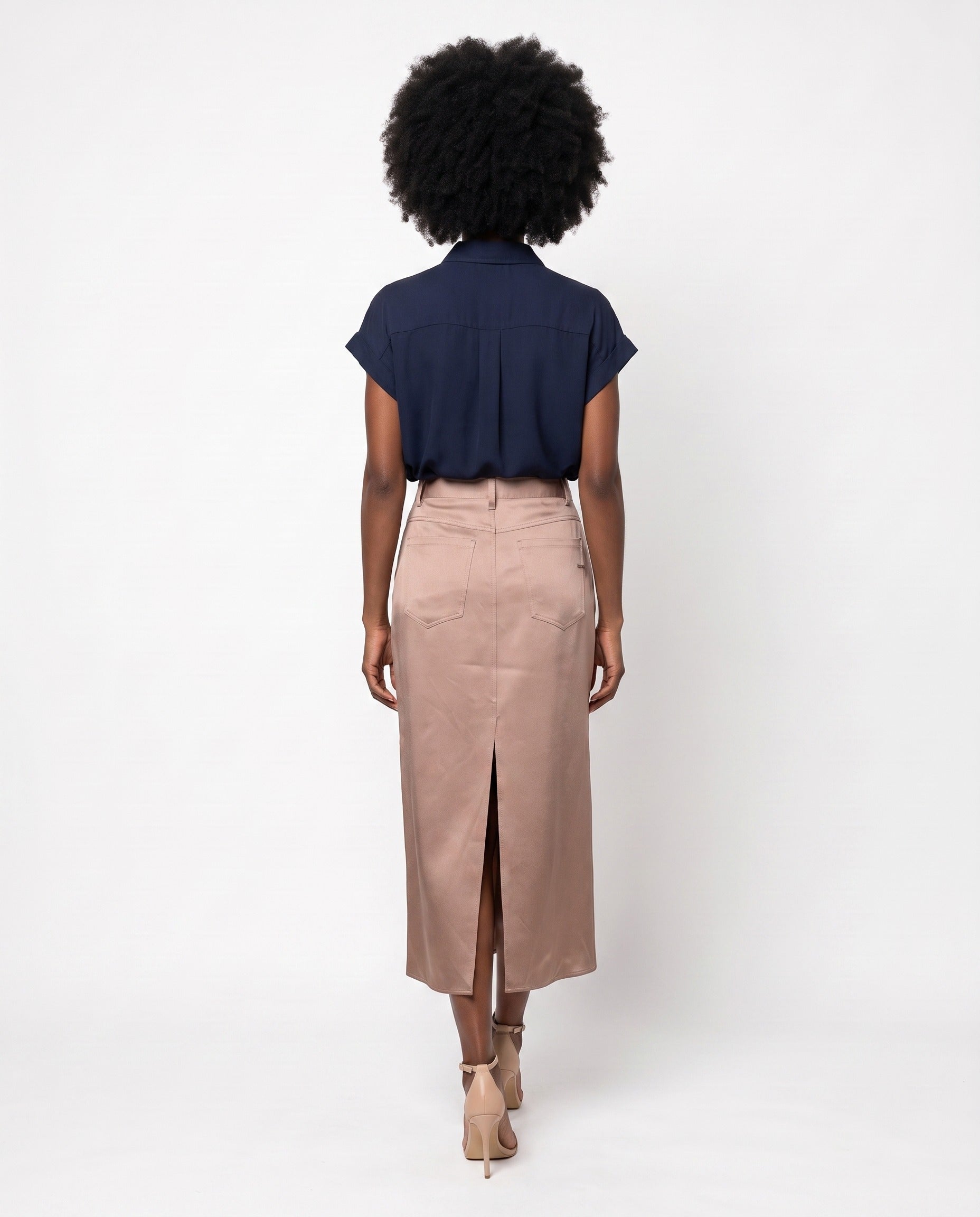 BRUNELLO CUCINELLI WOMEN'S BEIGE STRAIGHT MIDI SKIRT