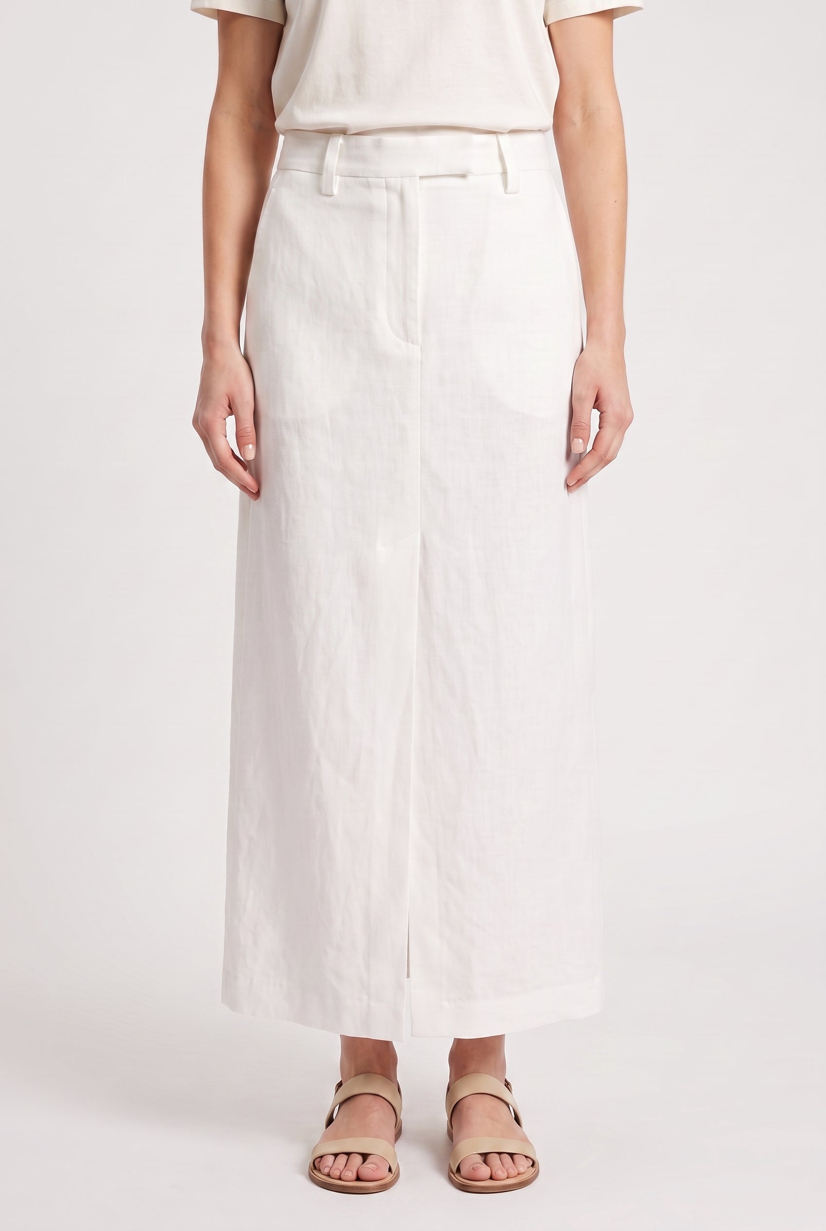 BRUNELLO CUCINELLI WOMEN'S OFF WHITE LINEN SKIRT