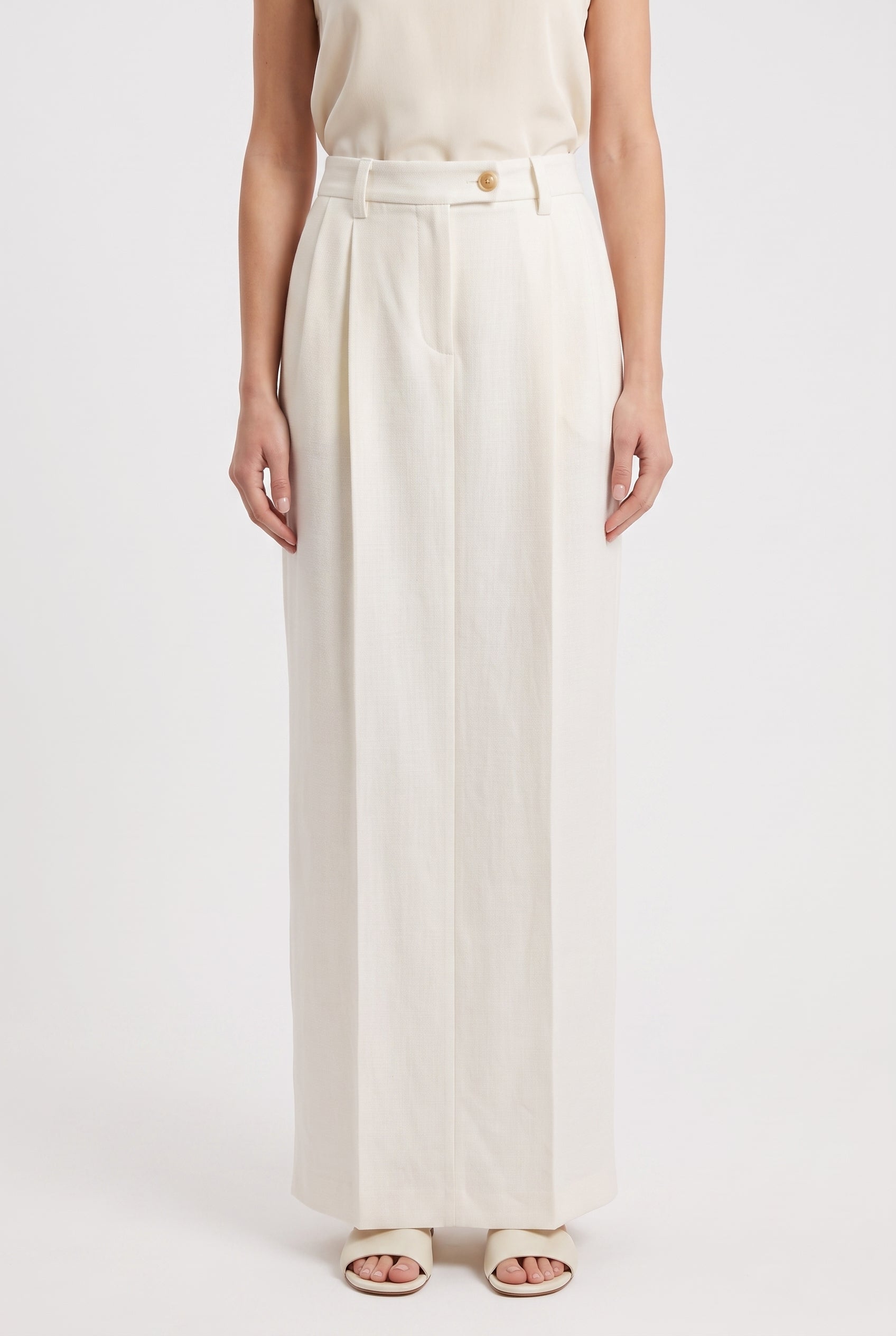 BRUNELLO CUCINELLI WOMEN'S WHITE WOOL MAXI SKIRT