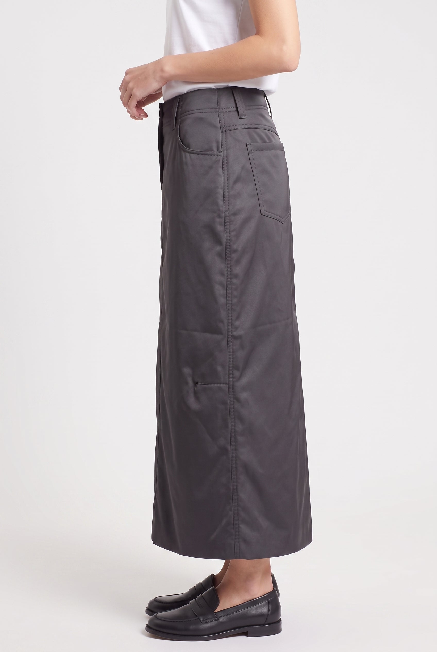 BRUNELLO CUCINELLI WOMEN'S DARK GREY MIDI SKIRT
