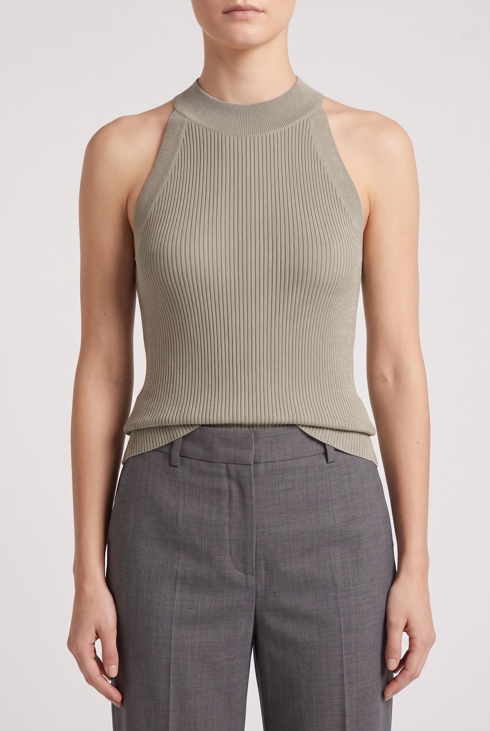 BRUNELLO CUCINELLI WOMEN'S LIGHT GREEN CASHMERE TANK TOP