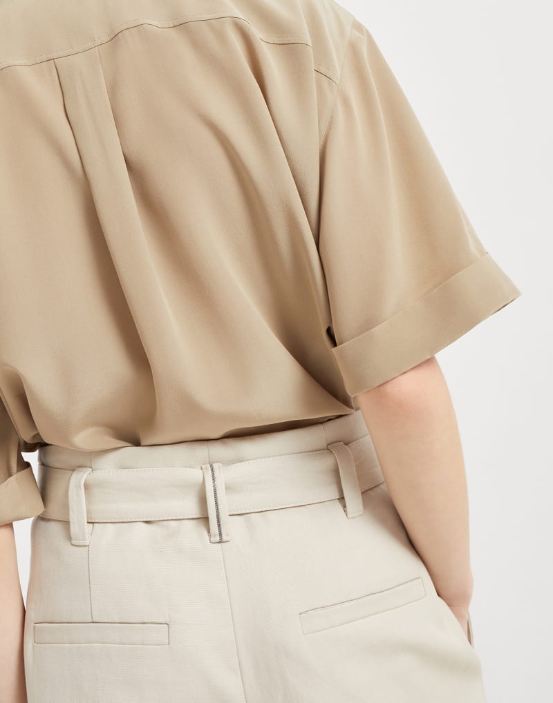BRUNELLO CUCINELLI WOMEN'S LIGHT BEIGE LINEN TROUSERS