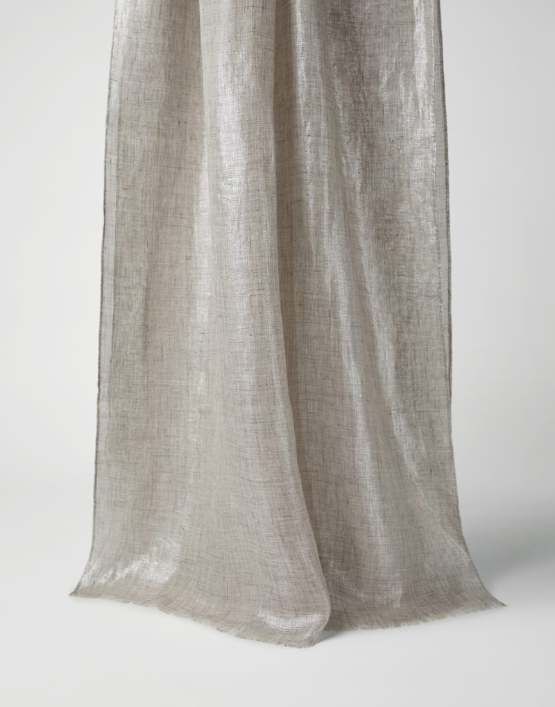 BRUNELLO CUCINELLI WOMEN'S LIGHT BROWN LINEN SCARF