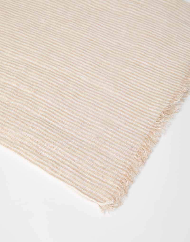 BRUNELLO CUCINELLI WOMEN'S BEIGE LINEN STRIPED SCARF