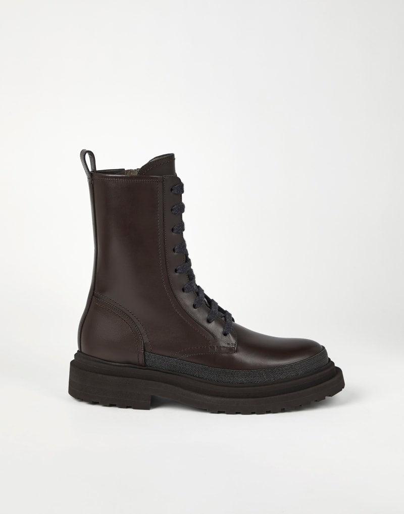 BRUNELLO CUCINELLI WOMEN'S DARK BROWN LEATHER BOOTS