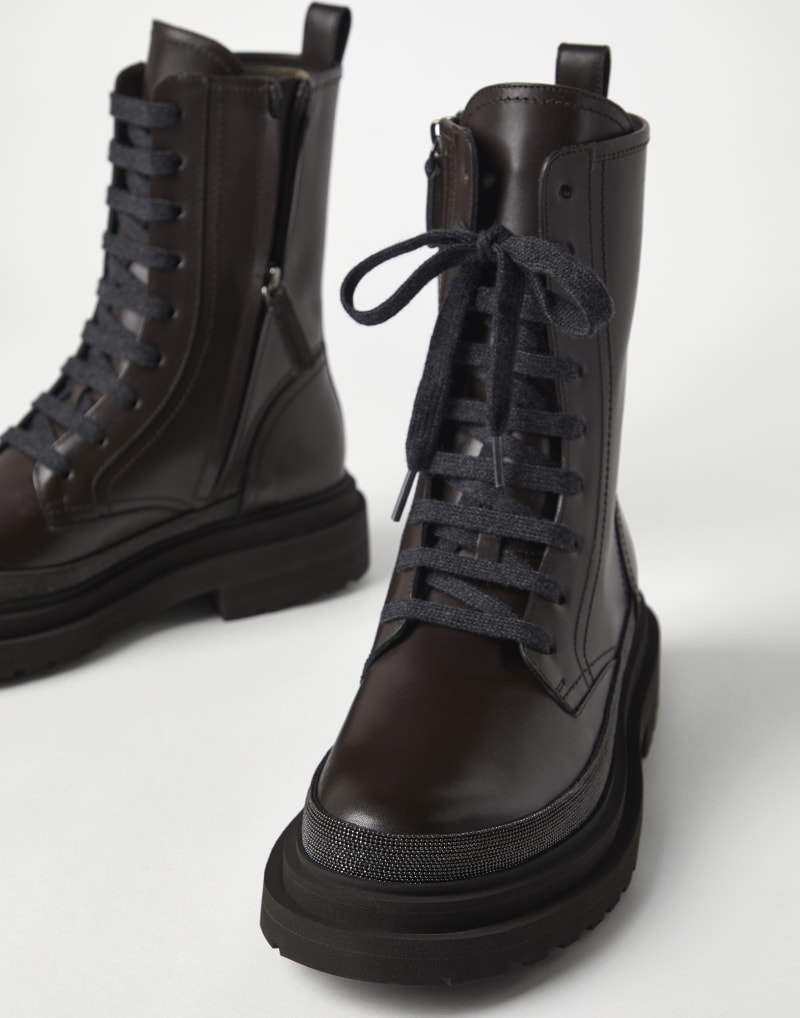 BRUNELLO CUCINELLI WOMEN'S DARK BROWN LEATHER BOOTS