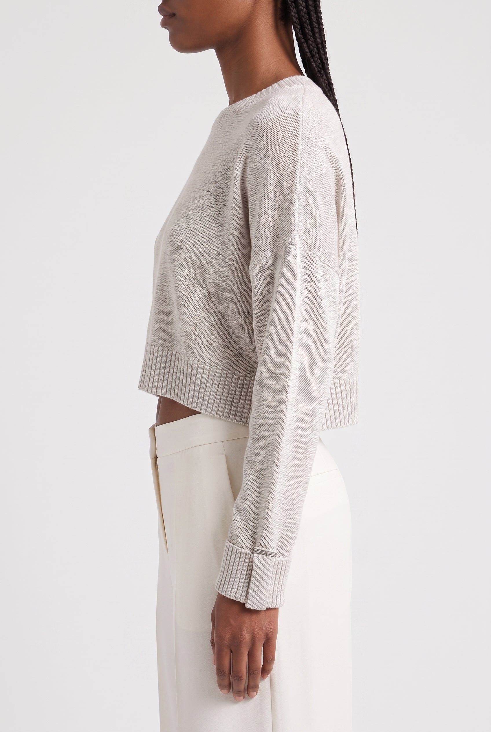 BRUNELLO CUCINELLI WOMEN'S LIGHT BEIGE RELAXED SWEATER