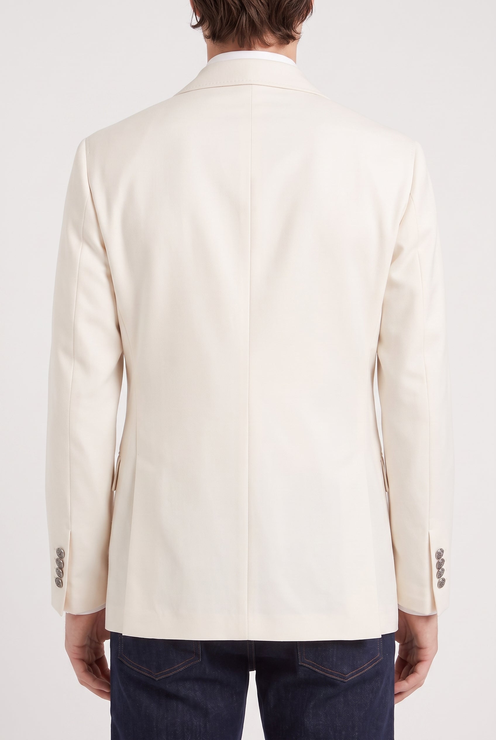 BRUNELLO CUCINELLI MEN'S OFF WHITE WOOL COTTON BLAZER
