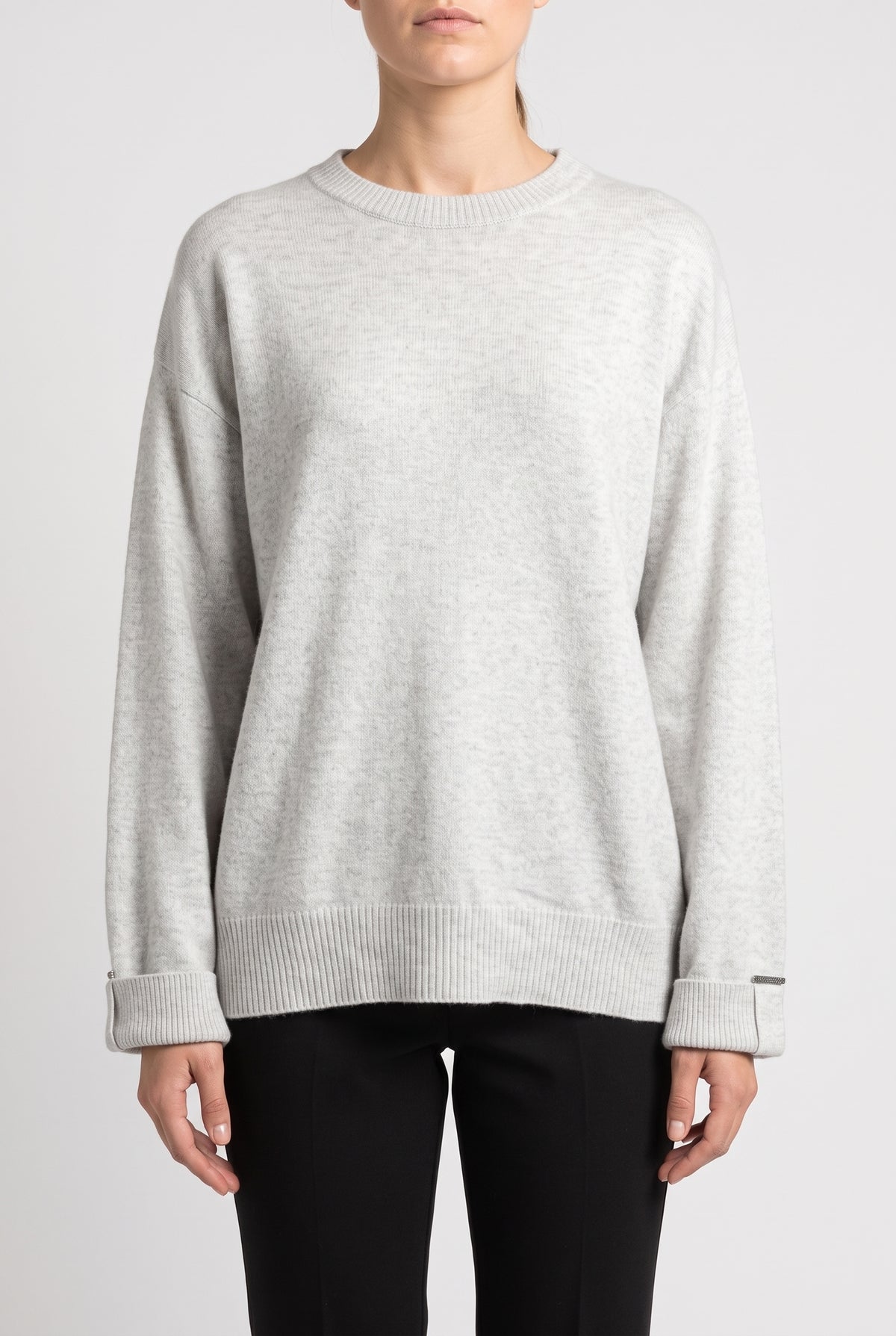 BRUNELLO CUCINELLI WOMEN'S LIGHT GREY WOOL SWEATER