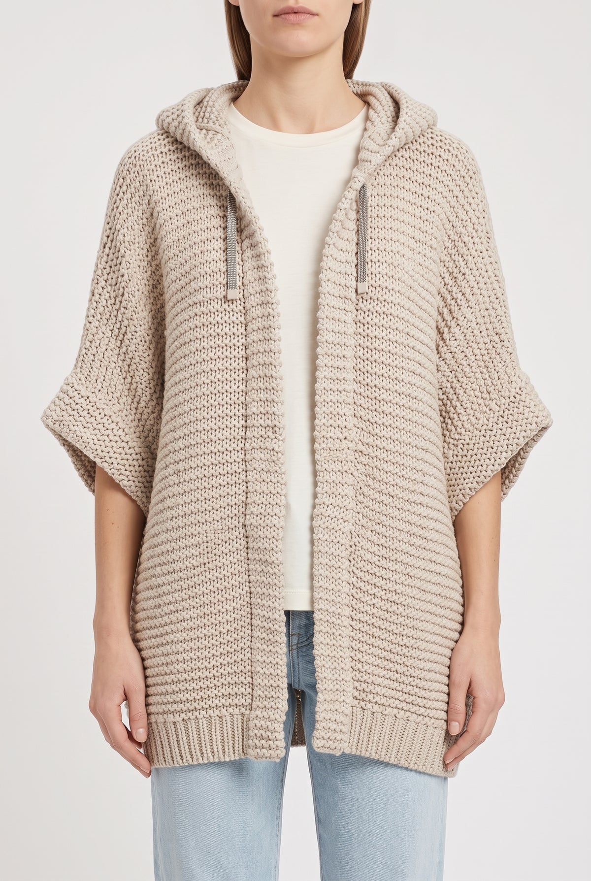 BRUNELLO CUCINELLI WOMEN'S BEIGE COTTON KNIT SWEATER