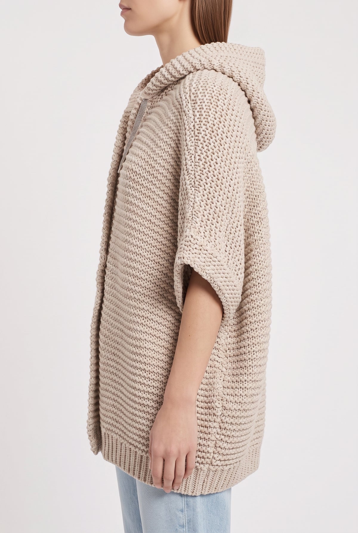 BRUNELLO CUCINELLI WOMEN'S BEIGE COTTON KNIT SWEATER