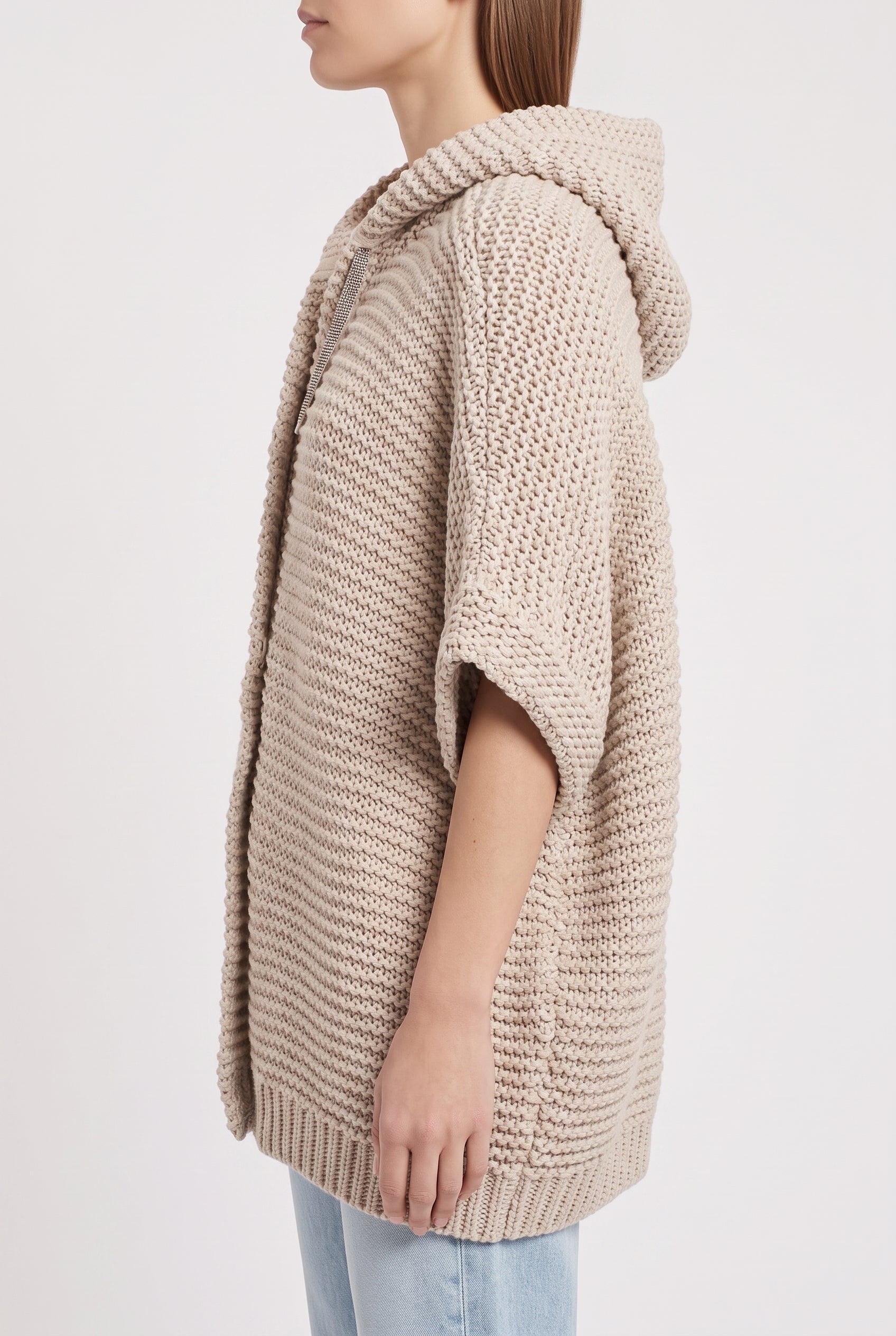 BRUNELLO CUCINELLI WOMEN'S BEIGE COTTON KNIT SWEATER
