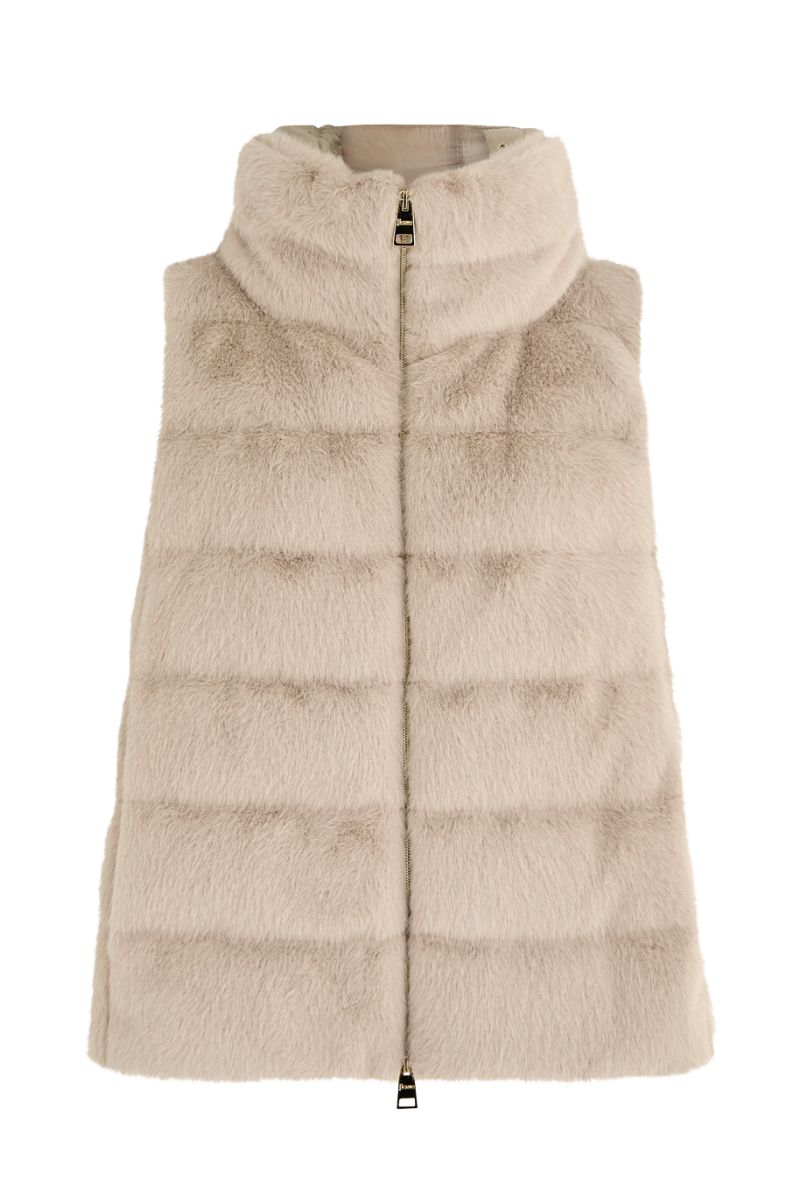 Herno Woman's High-neck Padded Vest Khaki