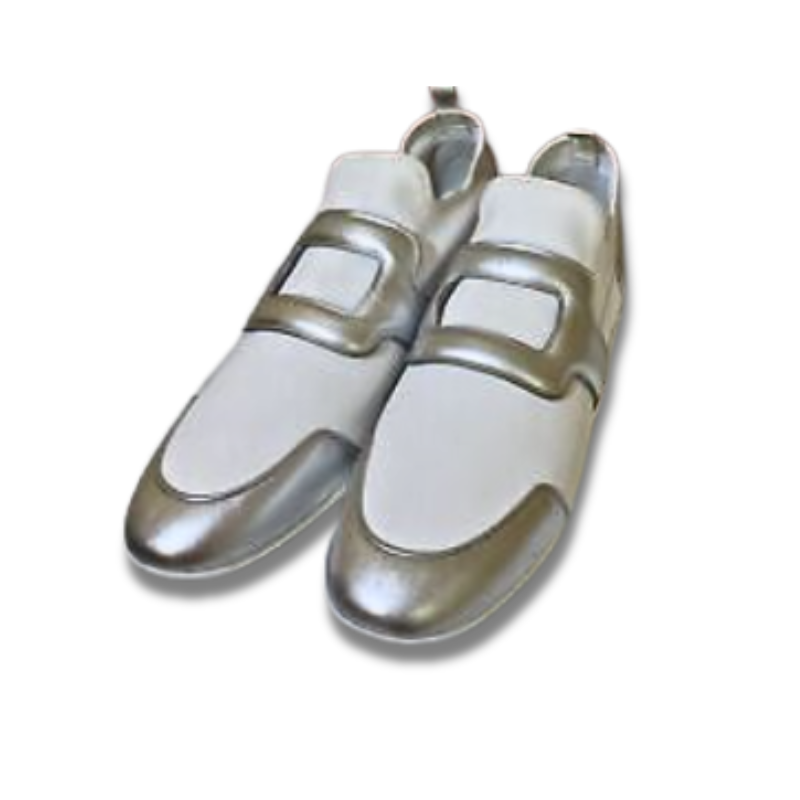 Womens Roger Vivier Paris Metallic Leather Slip-On Sneakers (White/S