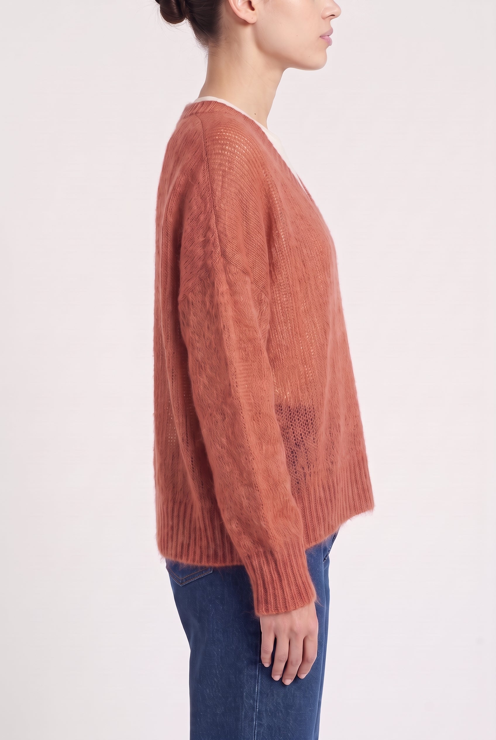 BRUNELLO CUCINELLI WOMEN'S RUST WOOL MOHAIR SWEATER