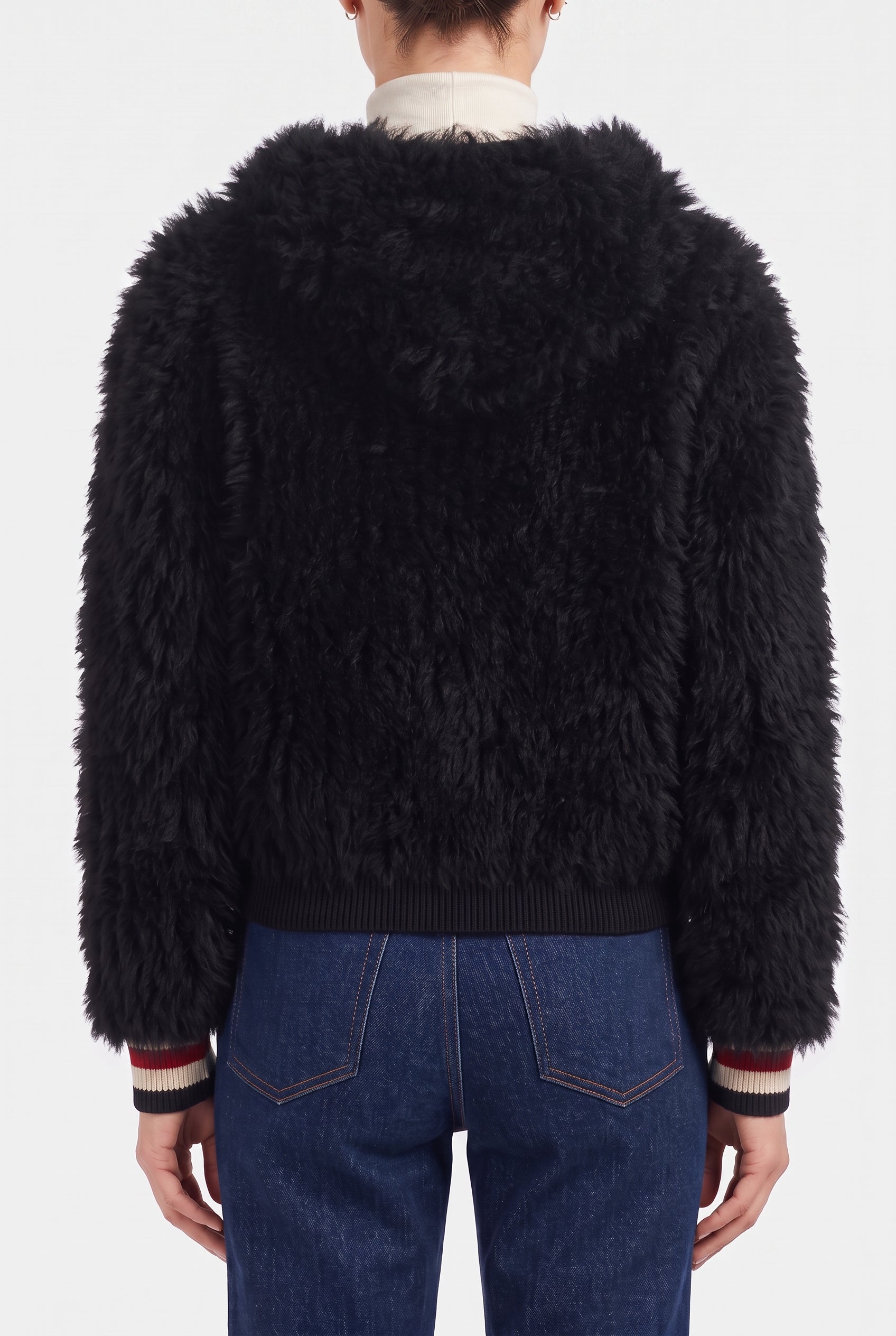 BRUNELLO CUCINELLI WOMEN'S BLACK FUZZY BUTTON SWEATER