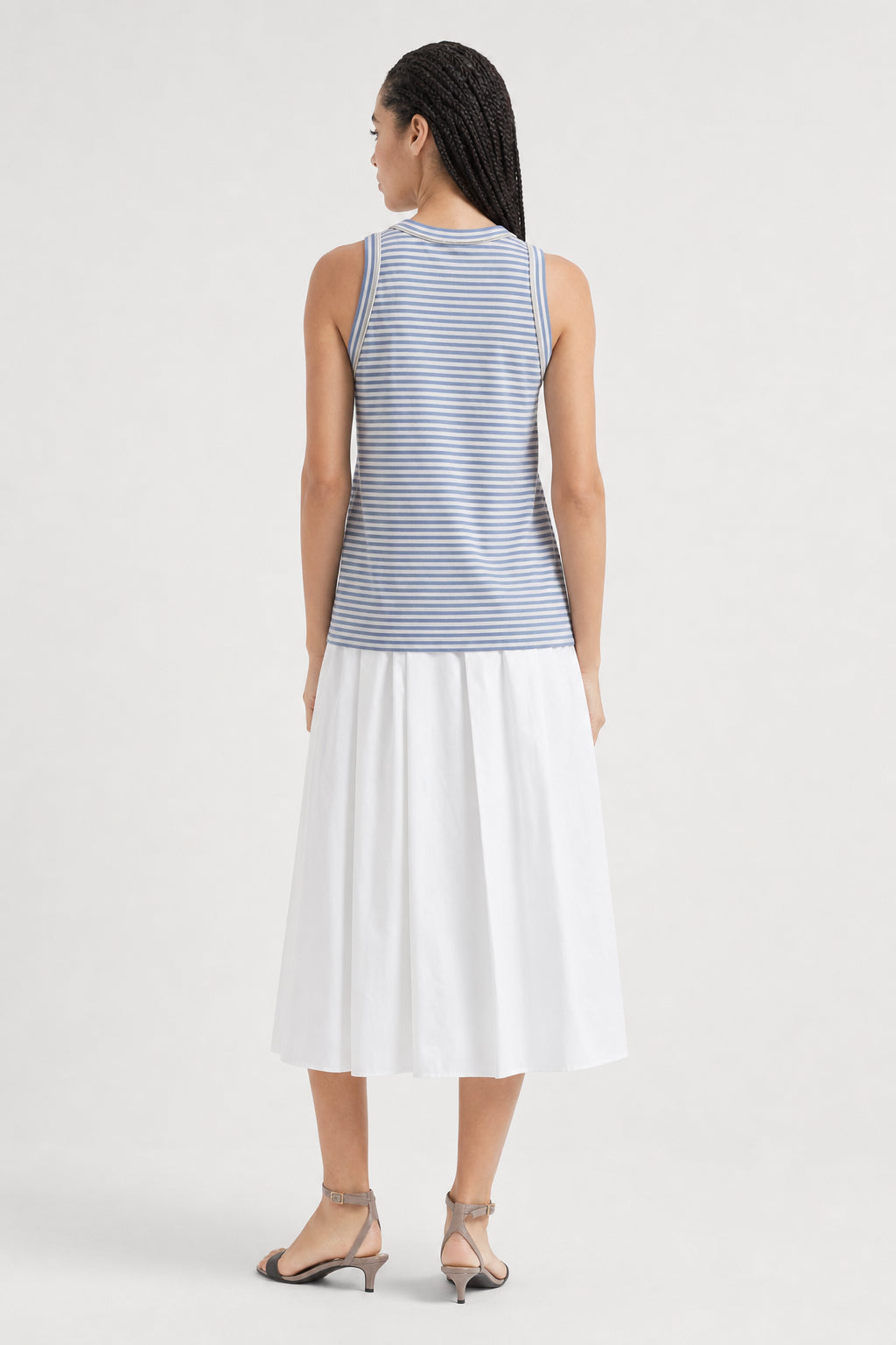 BRUNELLO CUCINELLI WOMEN'S BLUE STRIPED COTTON SHIRT