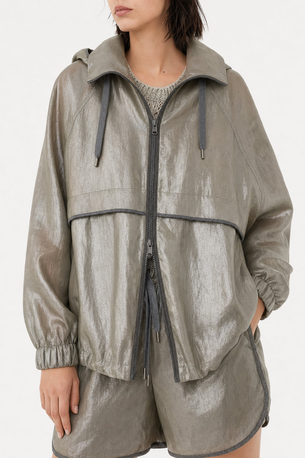 BRUNELLO CUCINELLI WOMEN'S LIGHT GREEN RELAXED JACKET