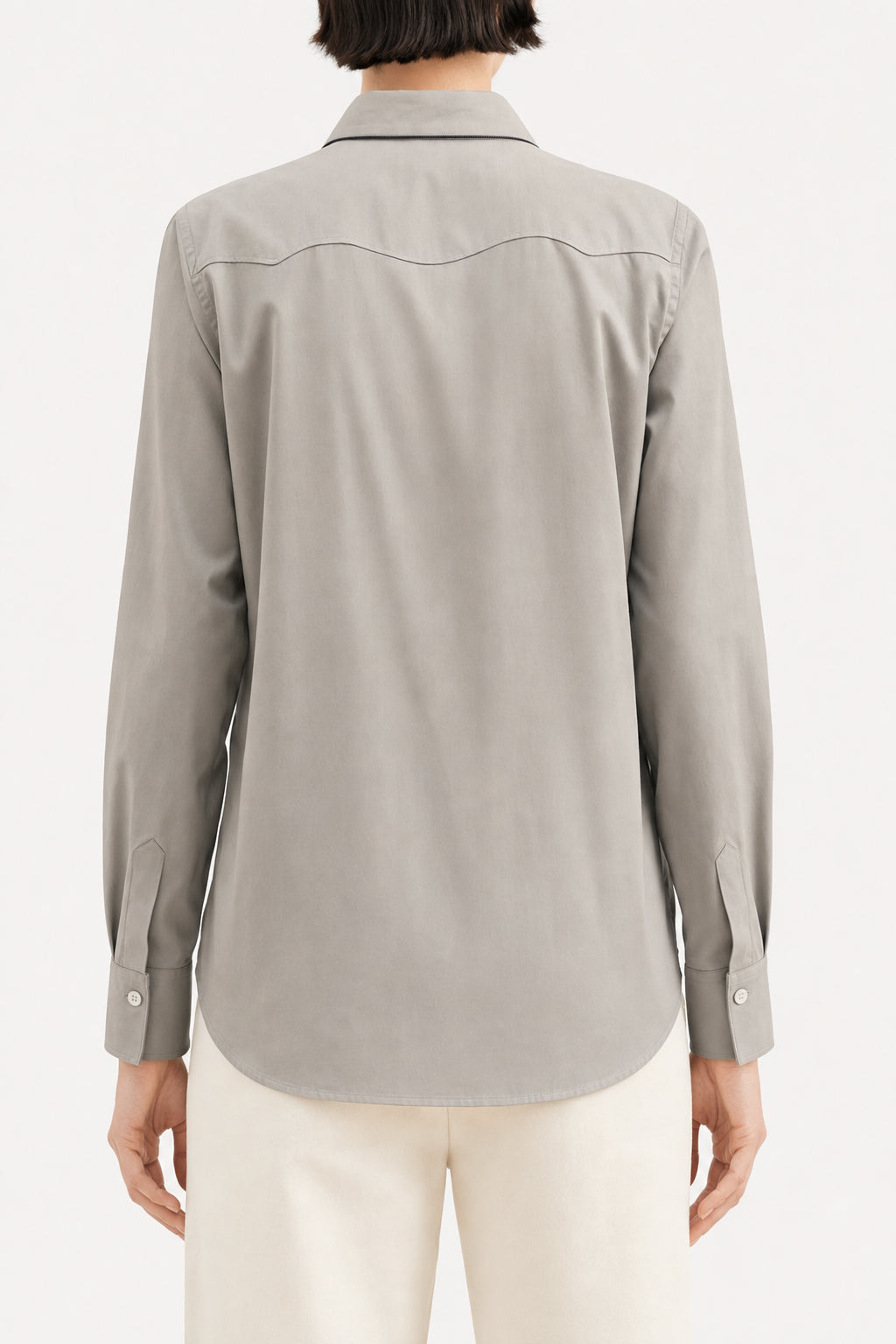 BRUNELLO CUCINELLI WOMEN'S LIGHT GREY CLASSIC SHIRT