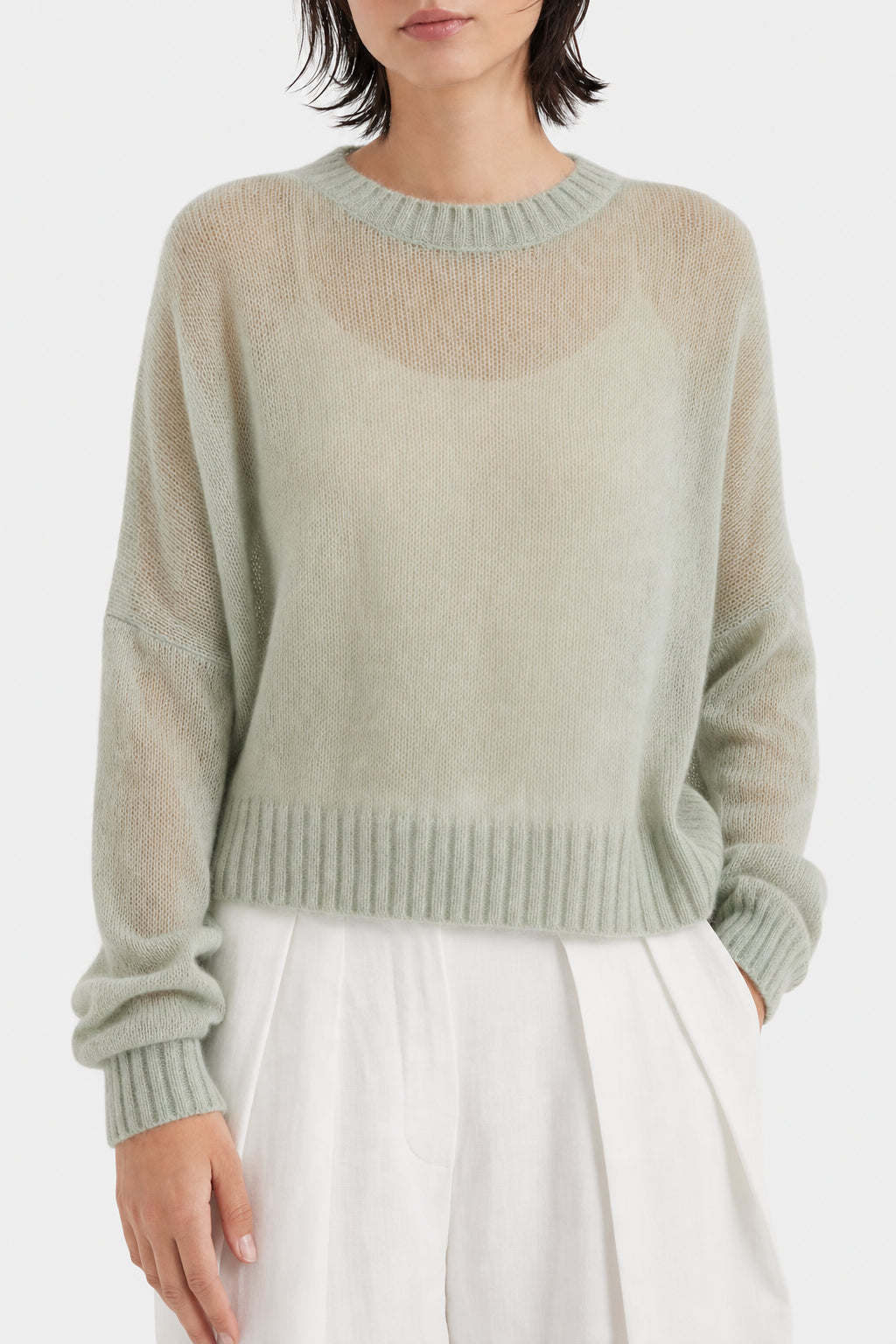 BRUNELLO CUCINELLI WOMEN'S LIGHT GREEN WOOL SWEATER