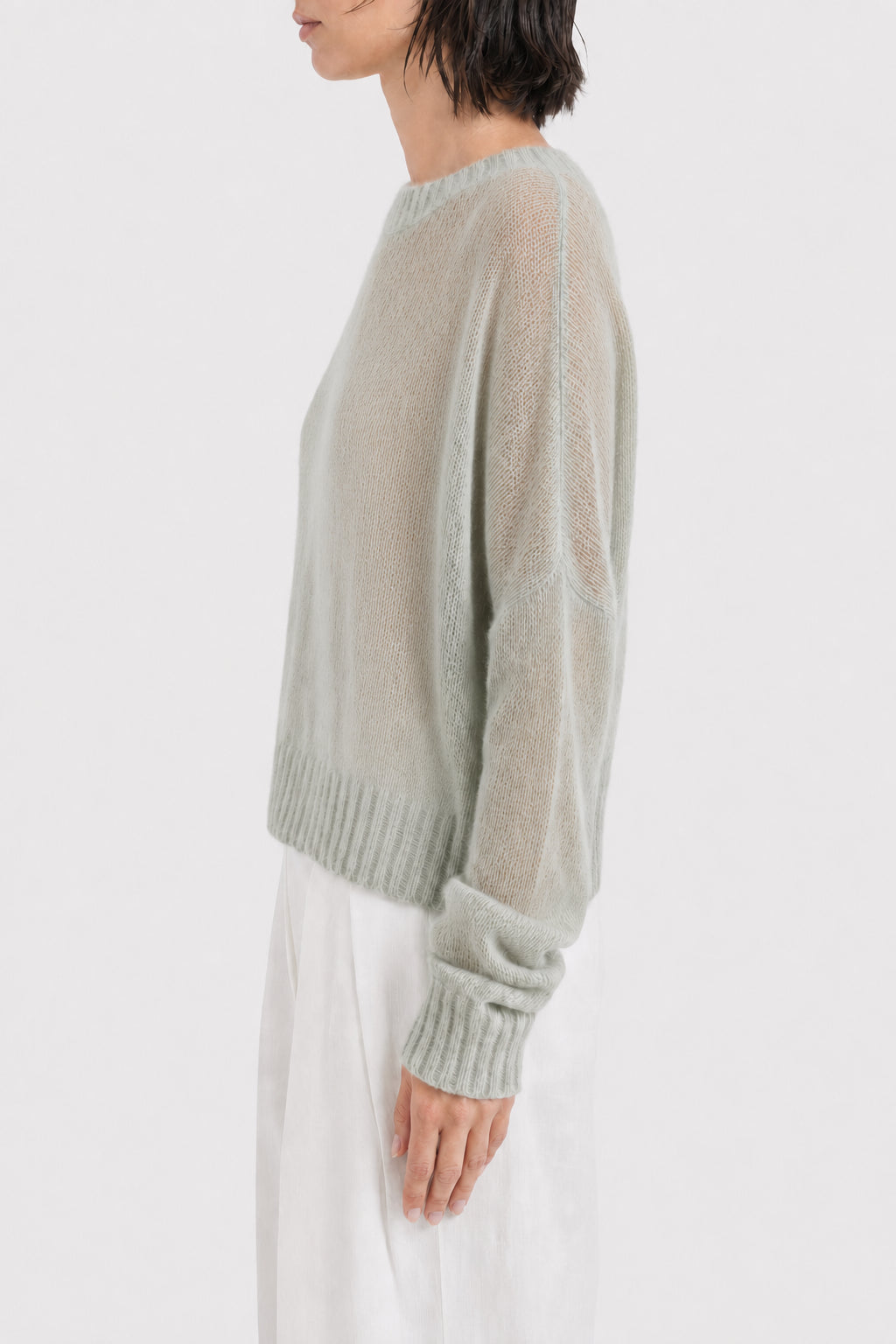 BRUNELLO CUCINELLI WOMEN'S LIGHT GREEN WOOL SWEATER