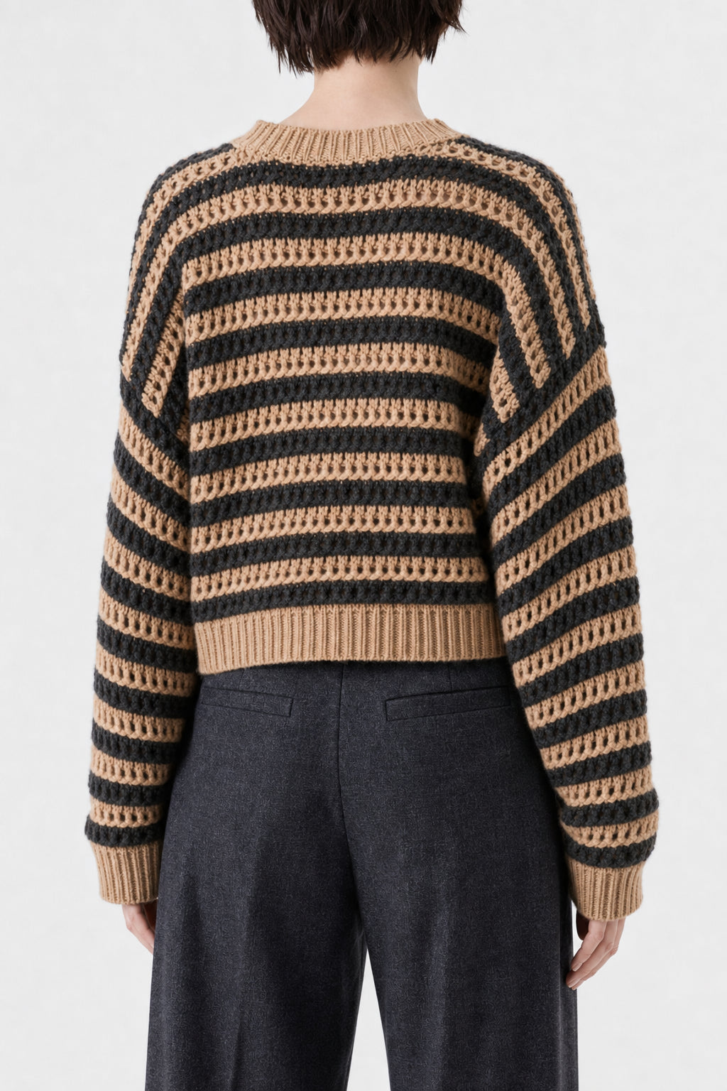 BRUNELLO CUCINELLI WOMEN'S STRIPED WOOL SILK SWEATER
