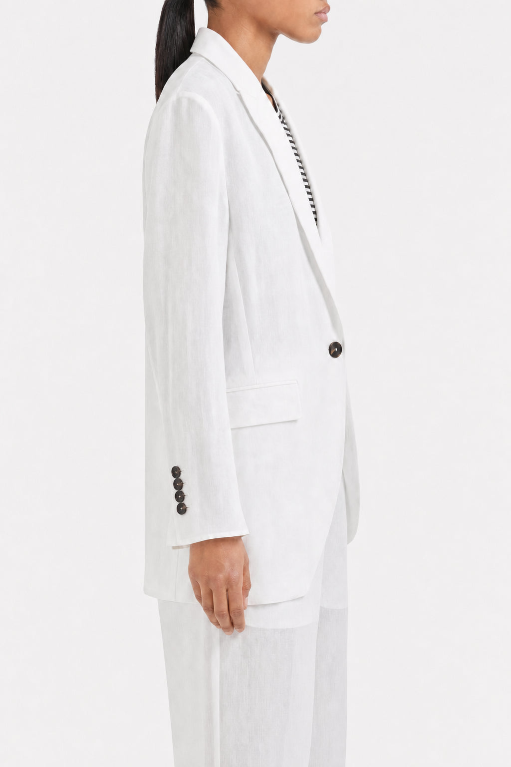 BRUNELLO CUCINELLI WOMEN'S WHITE RELAXED COTTON BLAZER