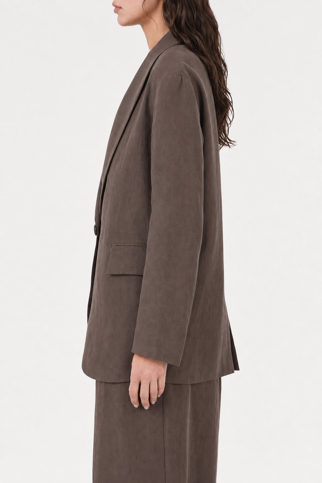 BRUNELLO CUCINELLI WOMEN'S BROWN RELAXED COTTON BLAZER