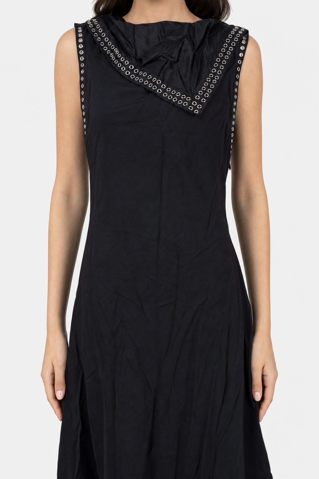 BURBERRY WOMEN'S BLACK SLEEVELESS EYELET DRESS