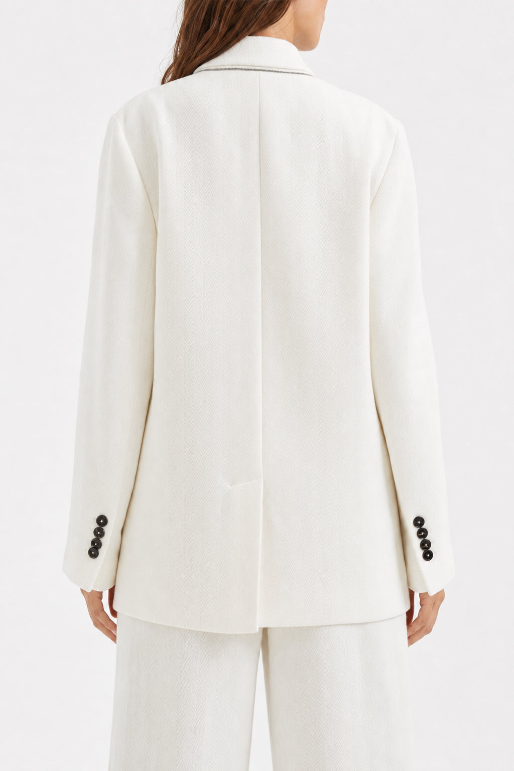 BRUNELLO CUCINELLI WOMEN'S OFF WHITE LINEN BLEND JACKET