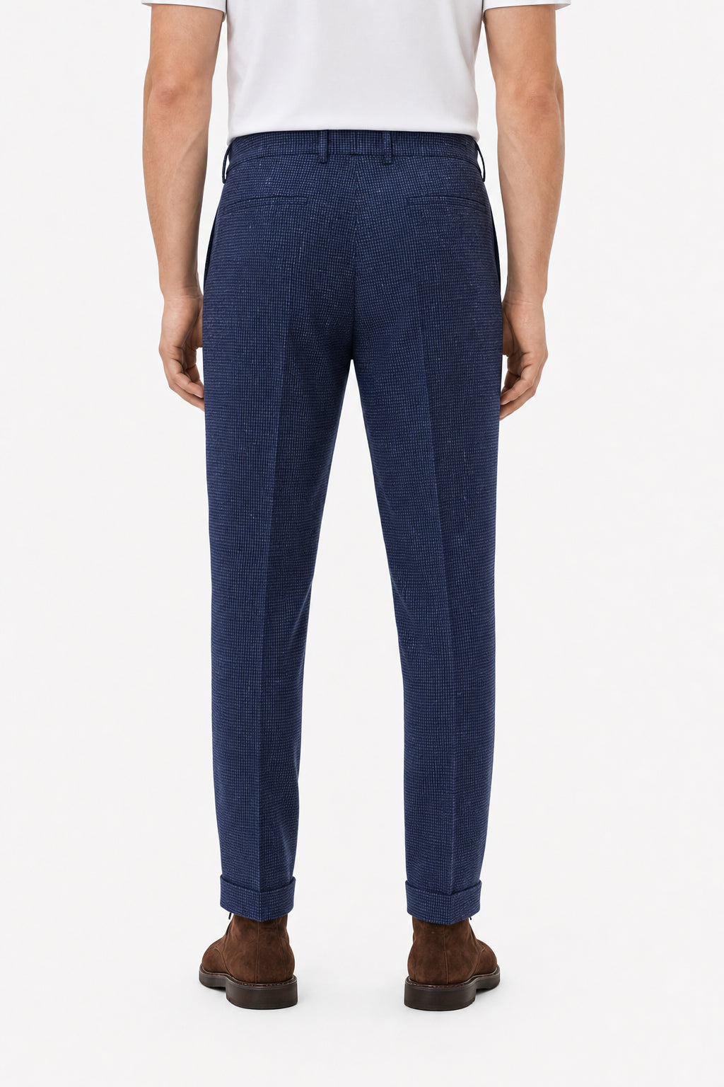 BRUNELLO CUCINELLI MEN'S NAVY WOOL TAILORED TROUSERS