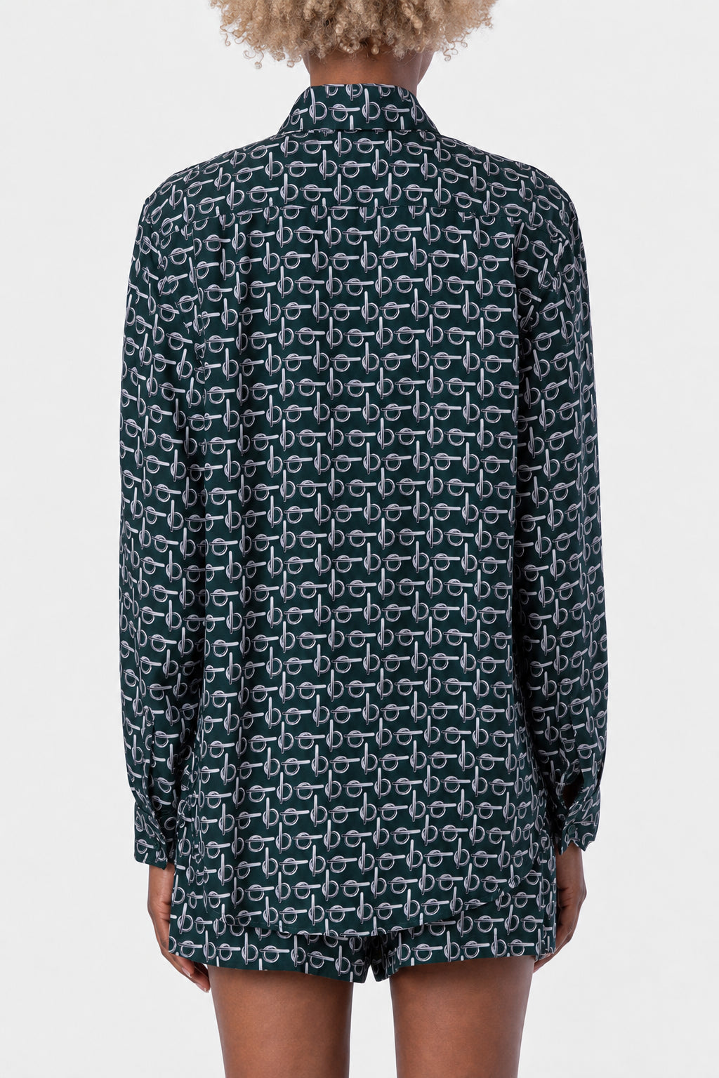 BURBERRY WOMEN'S DARK GREEN PRINTED SHIRT