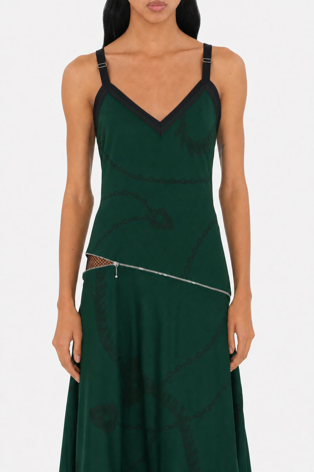 BURBERRY WOMEN'S DARK GREEN PATTERNED DRESS