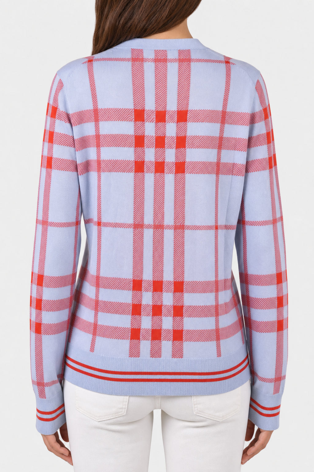 BURBERRY WOMEN'S LIGHT BLUE WOOL BLEND CARDIGAN