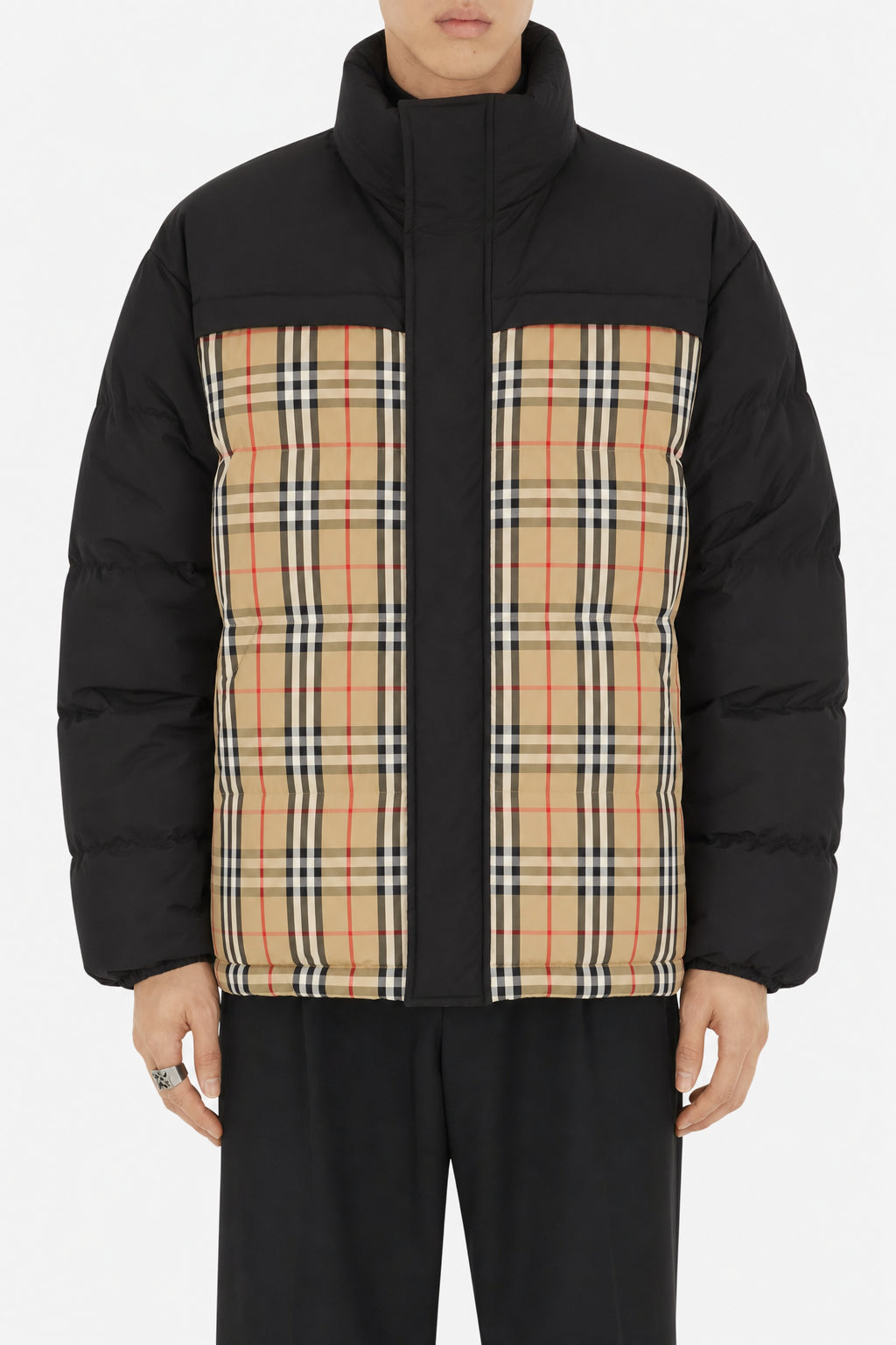 BURBERRY MEN'S BLACK BEIGE CHECK JACKET