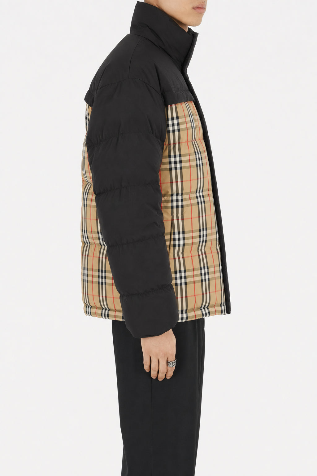 BURBERRY MEN'S BLACK BEIGE CHECK JACKET