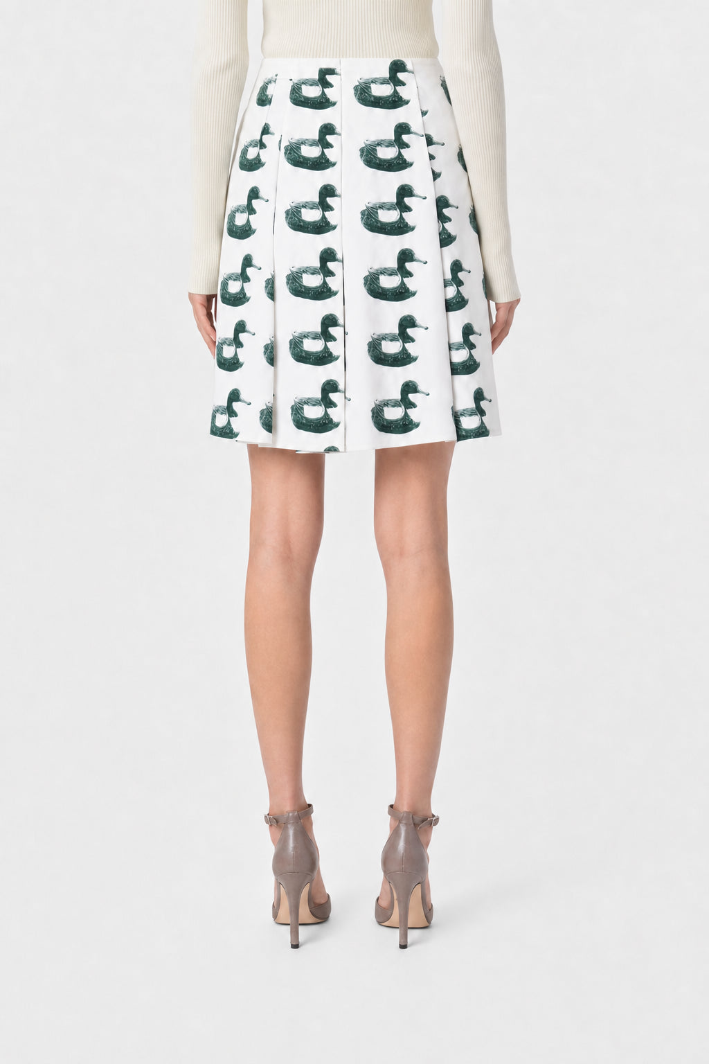 BURBERRY WOMEN'S WHITE PRINTED BUCKLE SKIRT