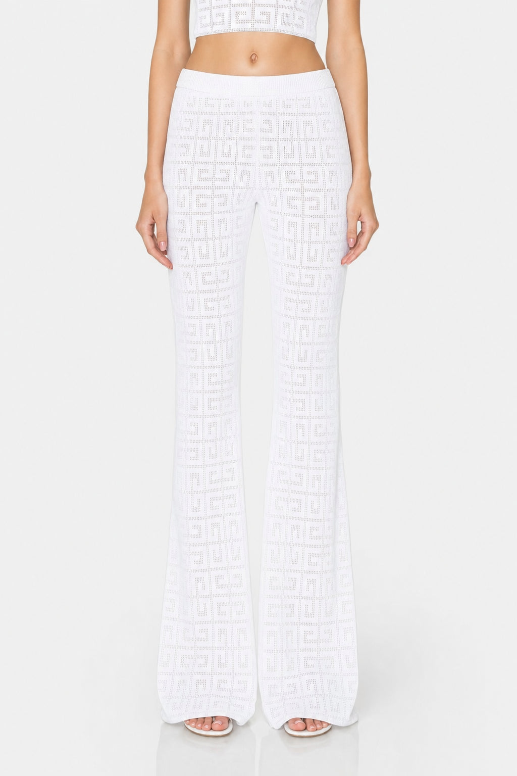 GIVENCHY WOMEN'S WHITE WIDE KNIT TROUSERS