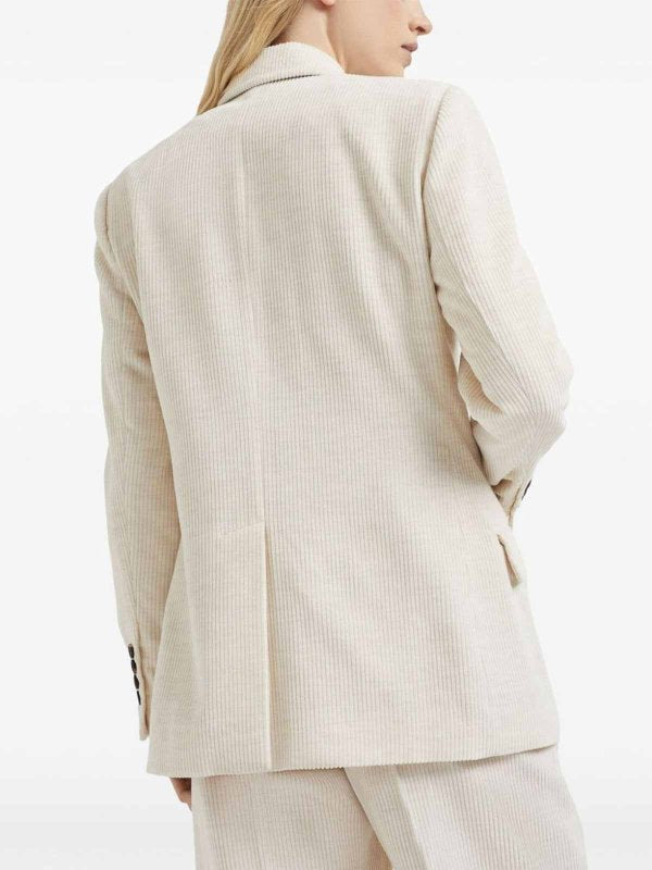 BRUNELLO CUCINELLI WOMEN'S OFF WHITE DOUBLE BREASTED JACKET